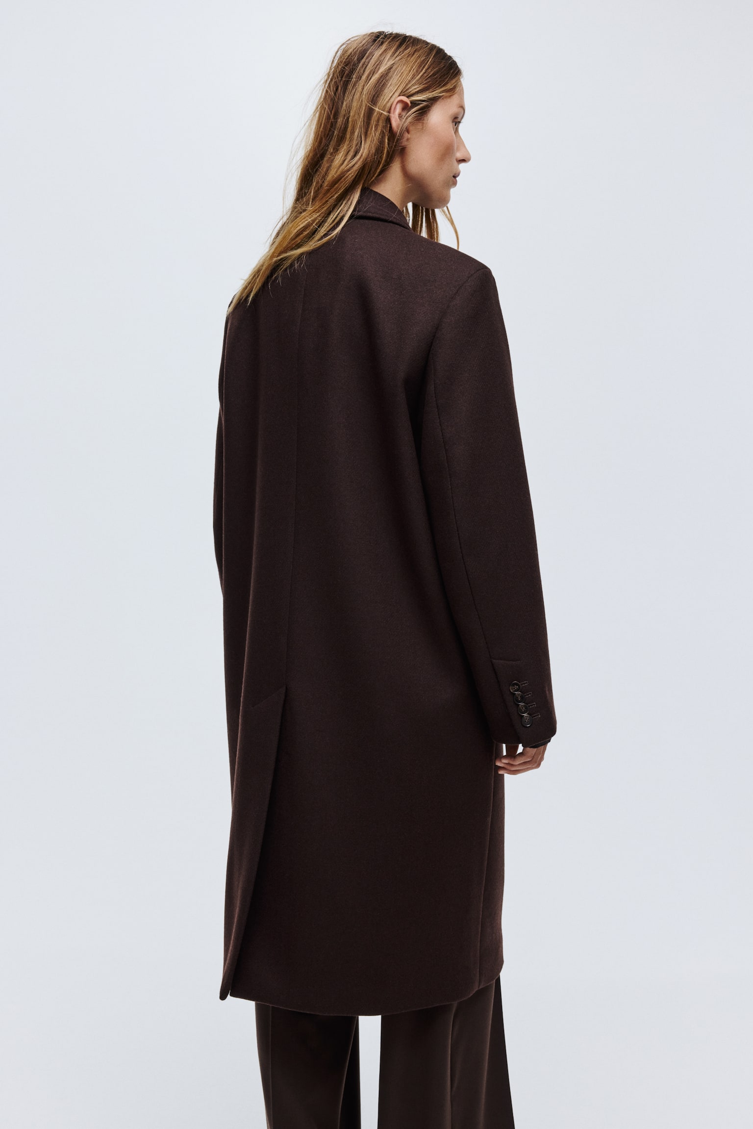 Wool-blend coat - Dark brown/Dark grey - 7