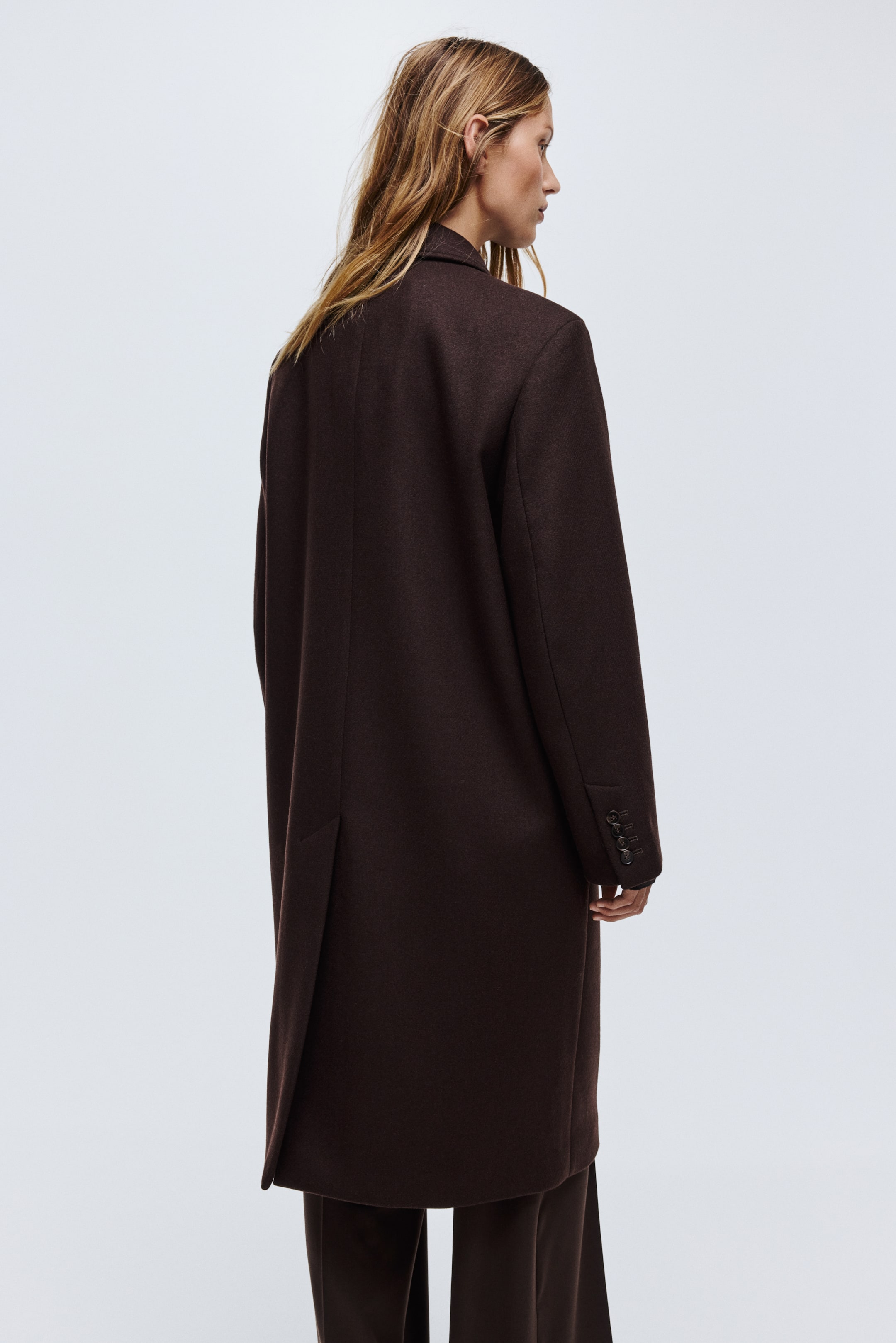 Visa större bild: Kappa i ullmix - Mörkbrun - DAM | H&M SE 5