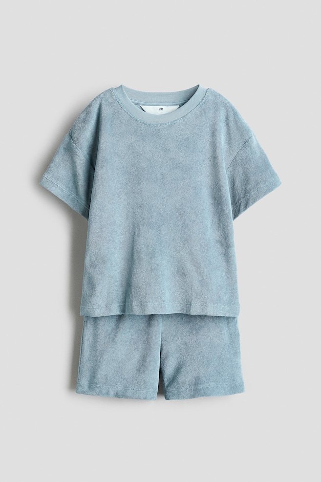 Conjunto de 2 piezas en terry - Turquesa tenue/Azul marino - 1