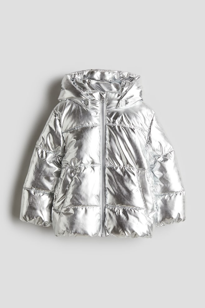 Shimmery Puffer Jacket - Silver-colored/Light purple - 1