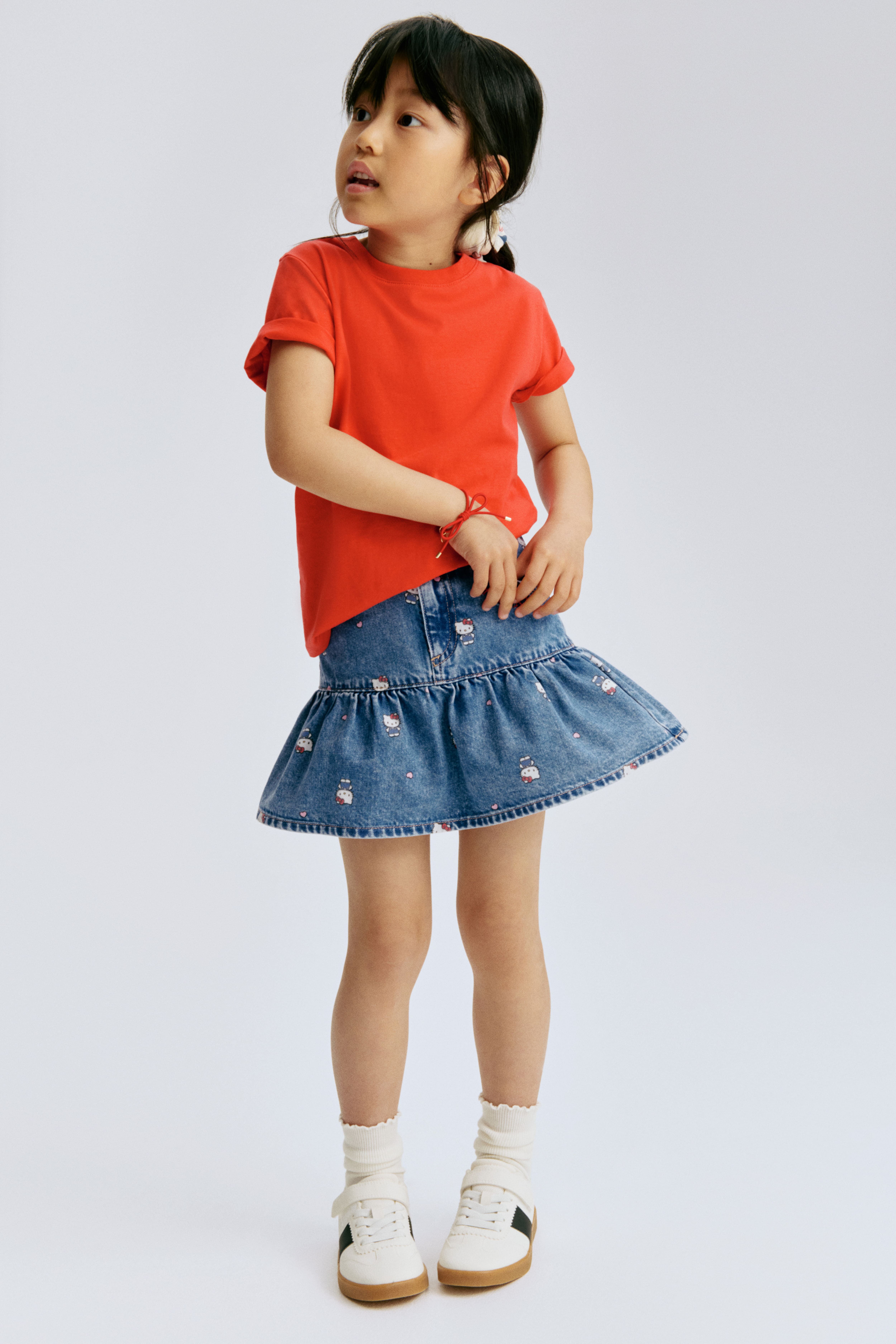 Printed Denim Skirt