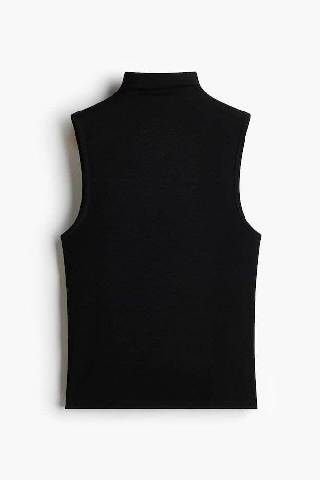 Sleeveless turtleneck top - Black/Dark brown - 1