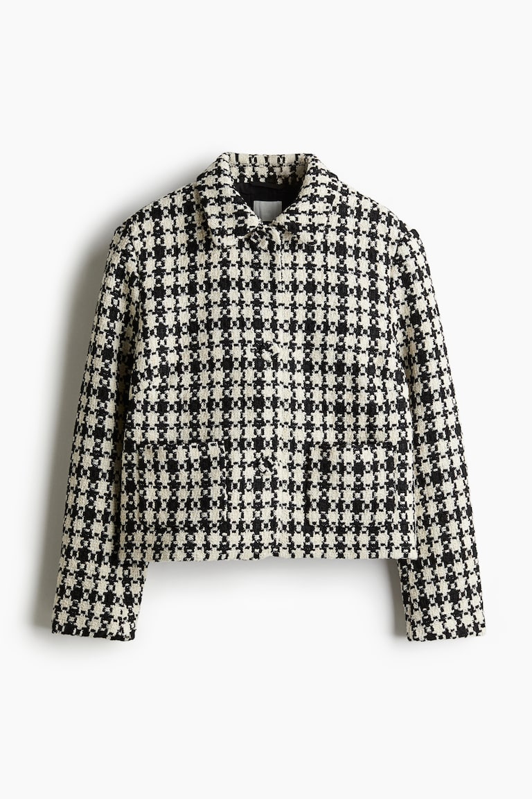 Jacquard-weave jacket - Cream/Black checked - Ladies | H&M