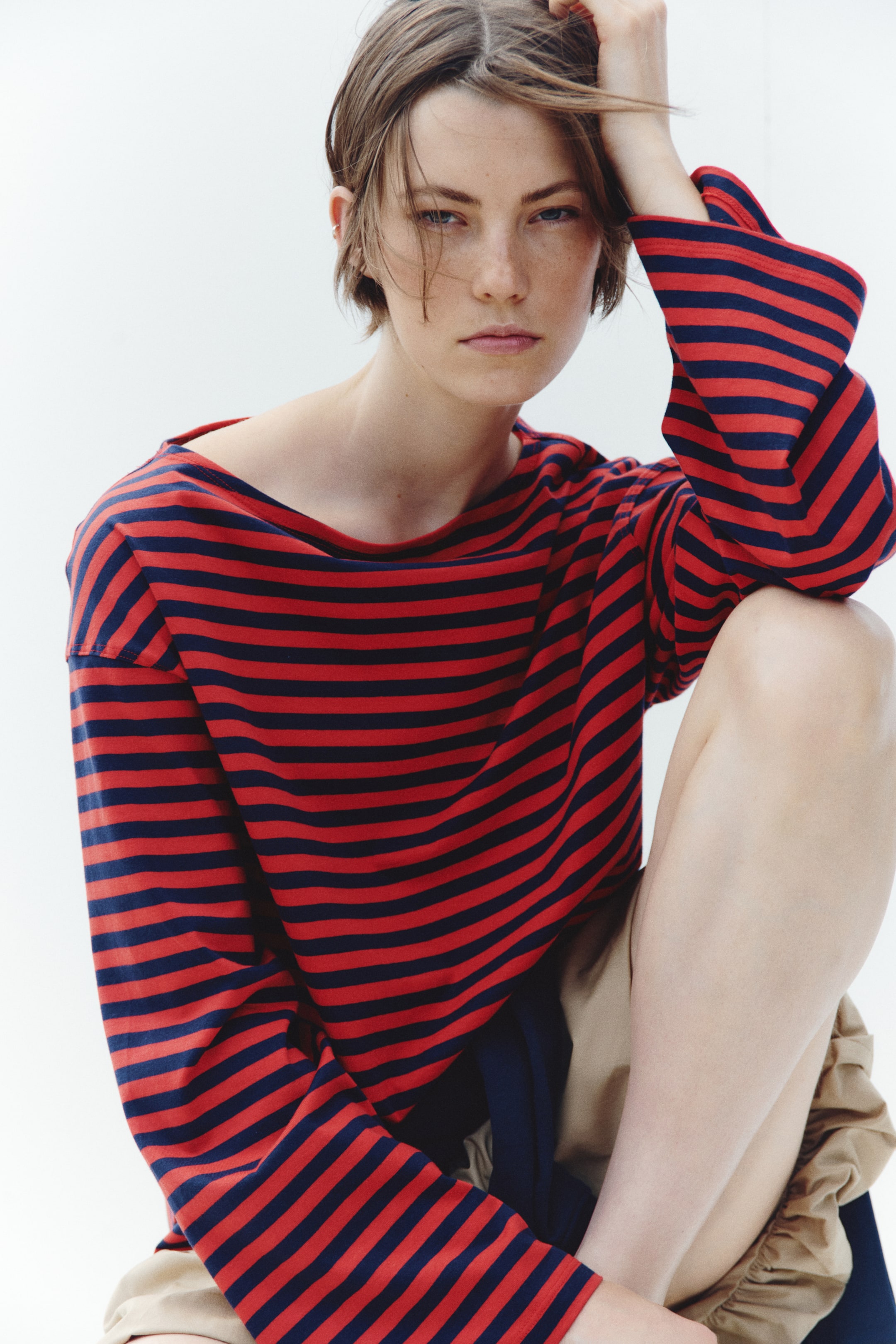 Long-Sleeved Boat-Neck Top