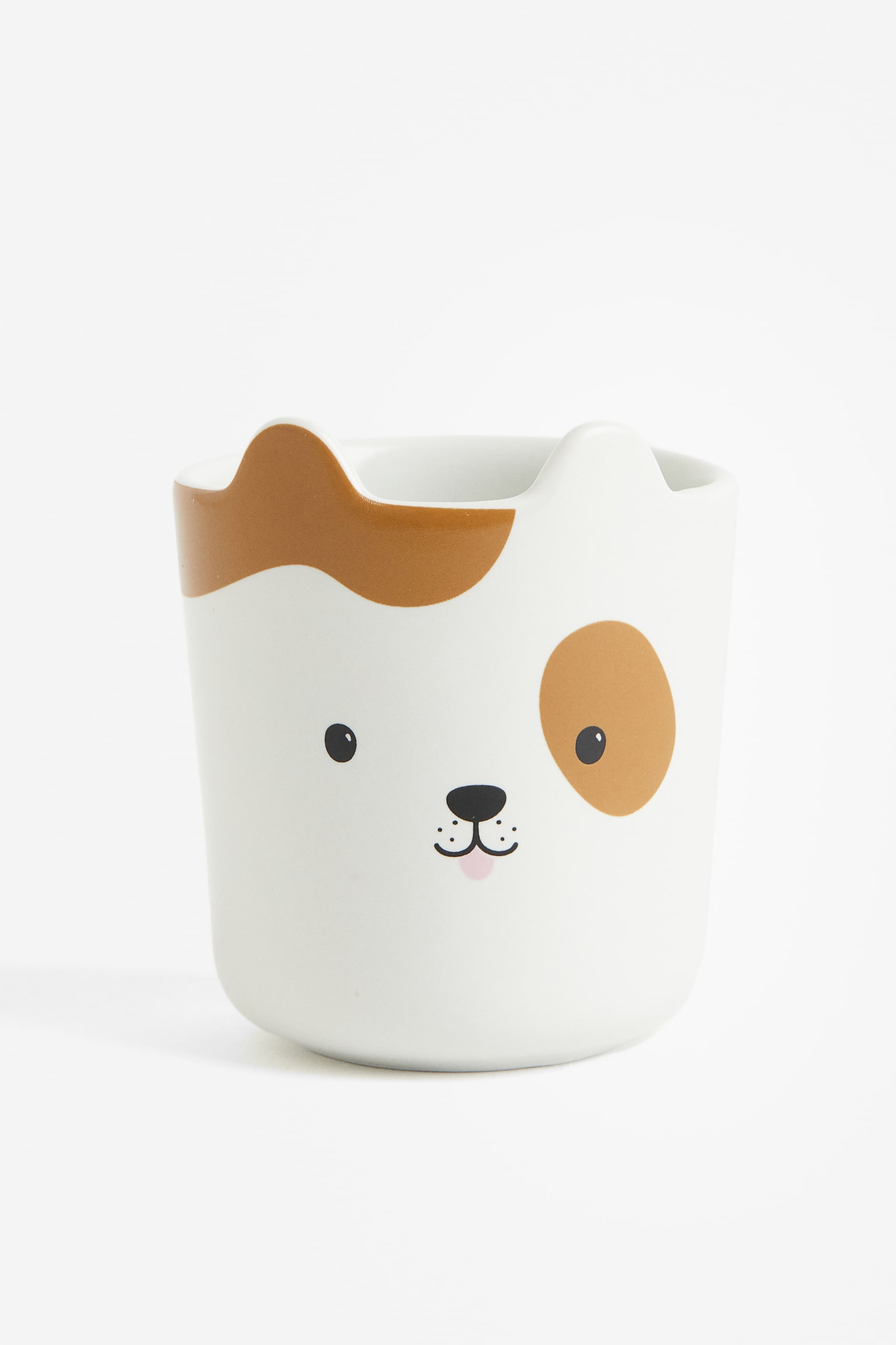 Motif-detail porcelain mug - White/Dog/Light beige/Leopard/White/Mouse - 1