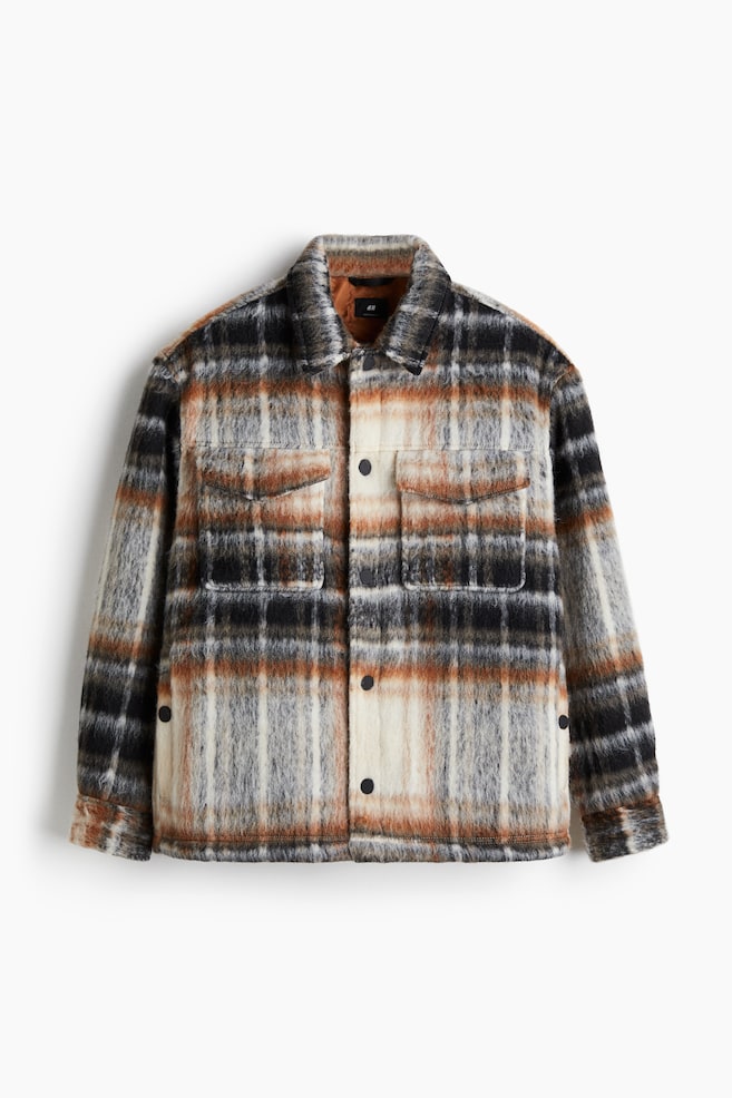 Oversized Fit Padded overshirt - Cream/Checked - 1