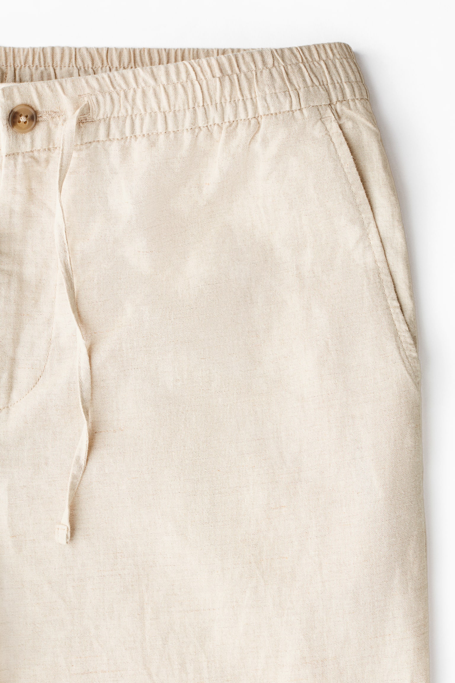 מכנסיים מתערובת פשתן Regular Fit - בז' בהיר/שחור - 4