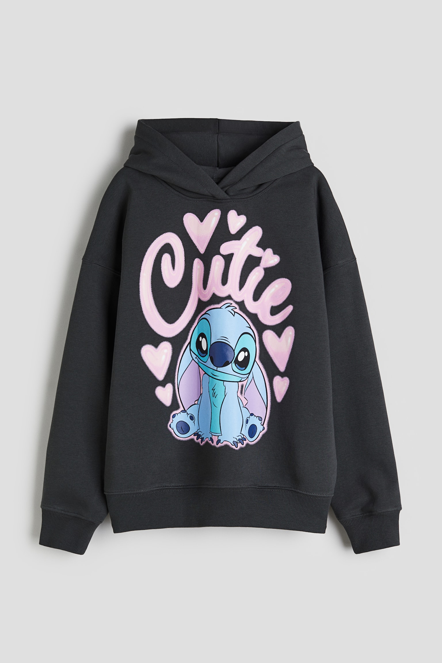 Oversized printed hoodie - Dark grey/Lilo & Stitch - 1