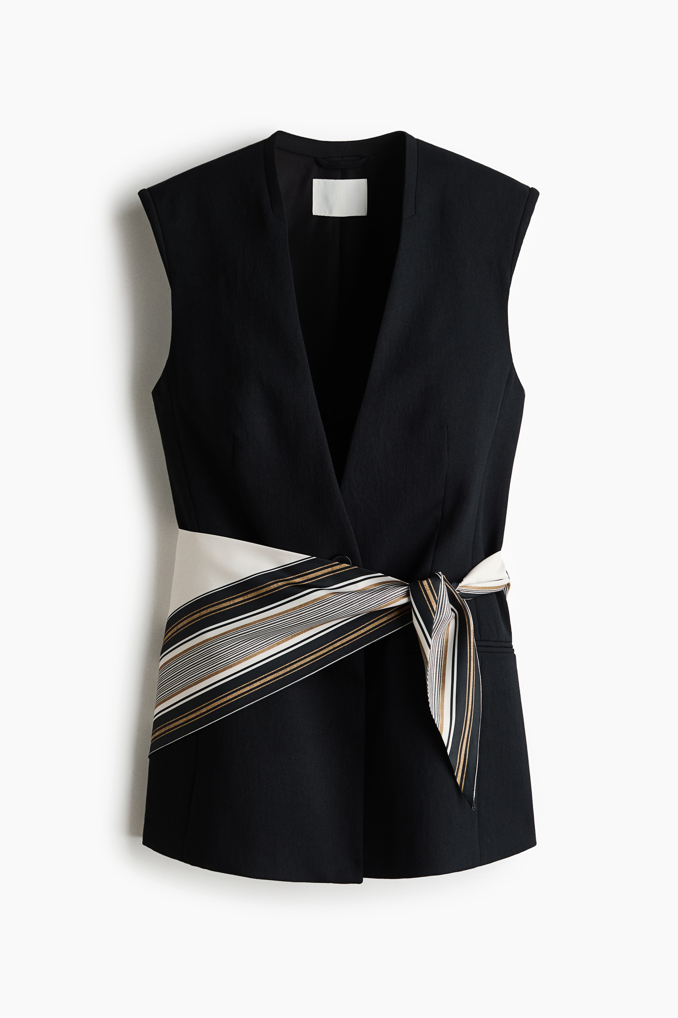 Mouwloze blazer met sjaal - Zwart
