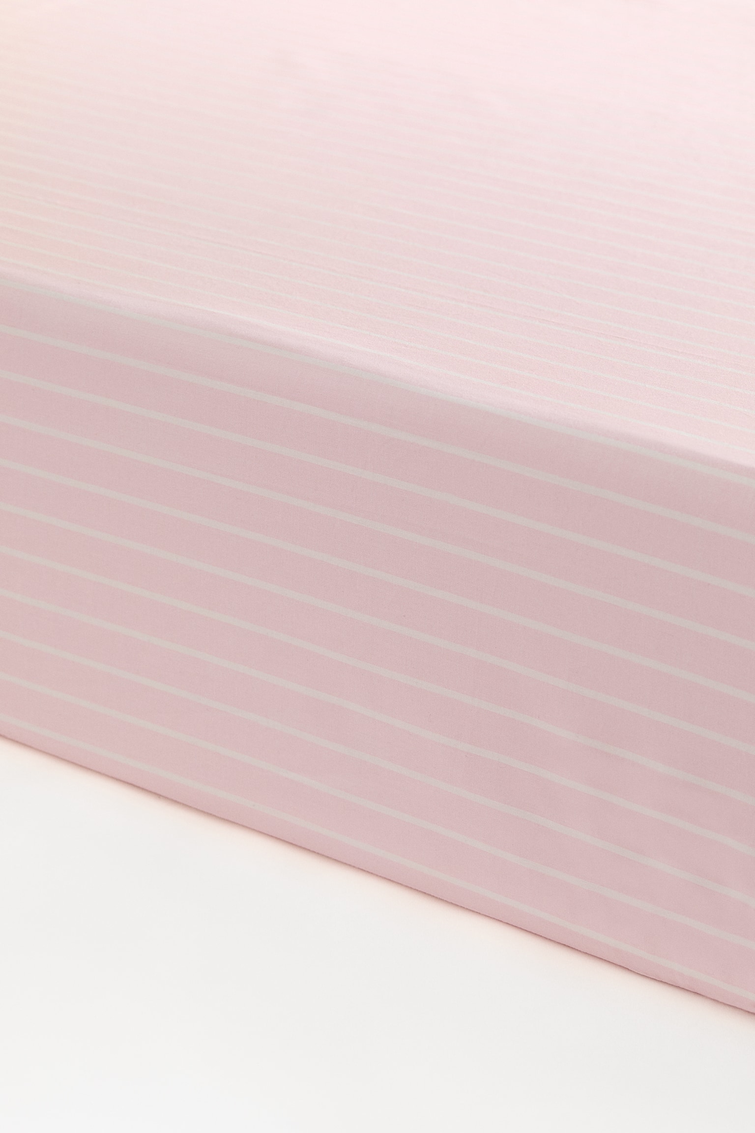 Lenzuolo con angoli da culla in percalle di cotone - Rosa chiaro/righe/Beige chiaro/righe