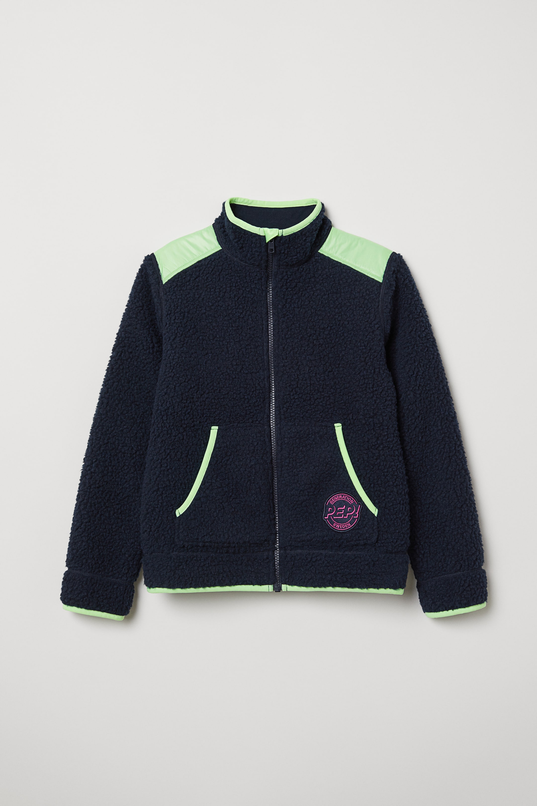 Näytä suurempi kuva: Pileetakki - Tummansininen/Neonvihreä - Kids | H&M FI 1