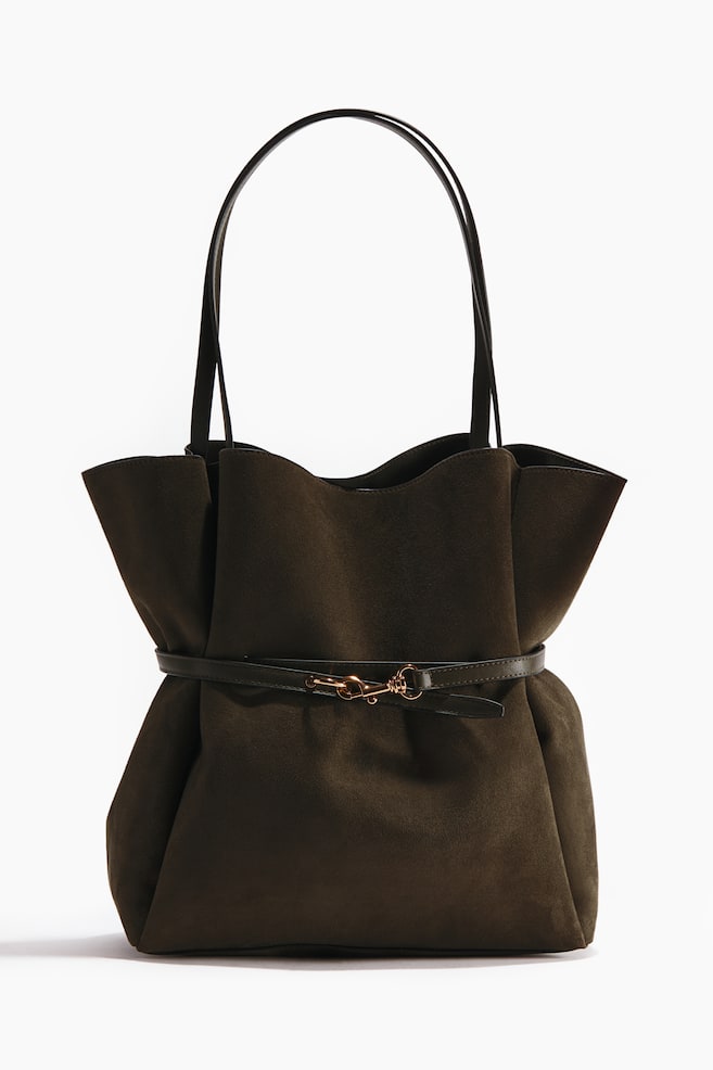 Tote bag - Dark khaki green/Burgundy - 1