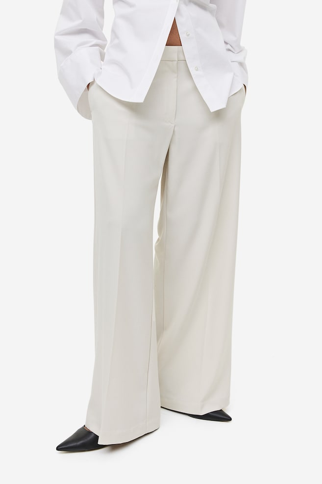 Wide tailored trousers - Light beige/Black/Beige/Bright blue - 6