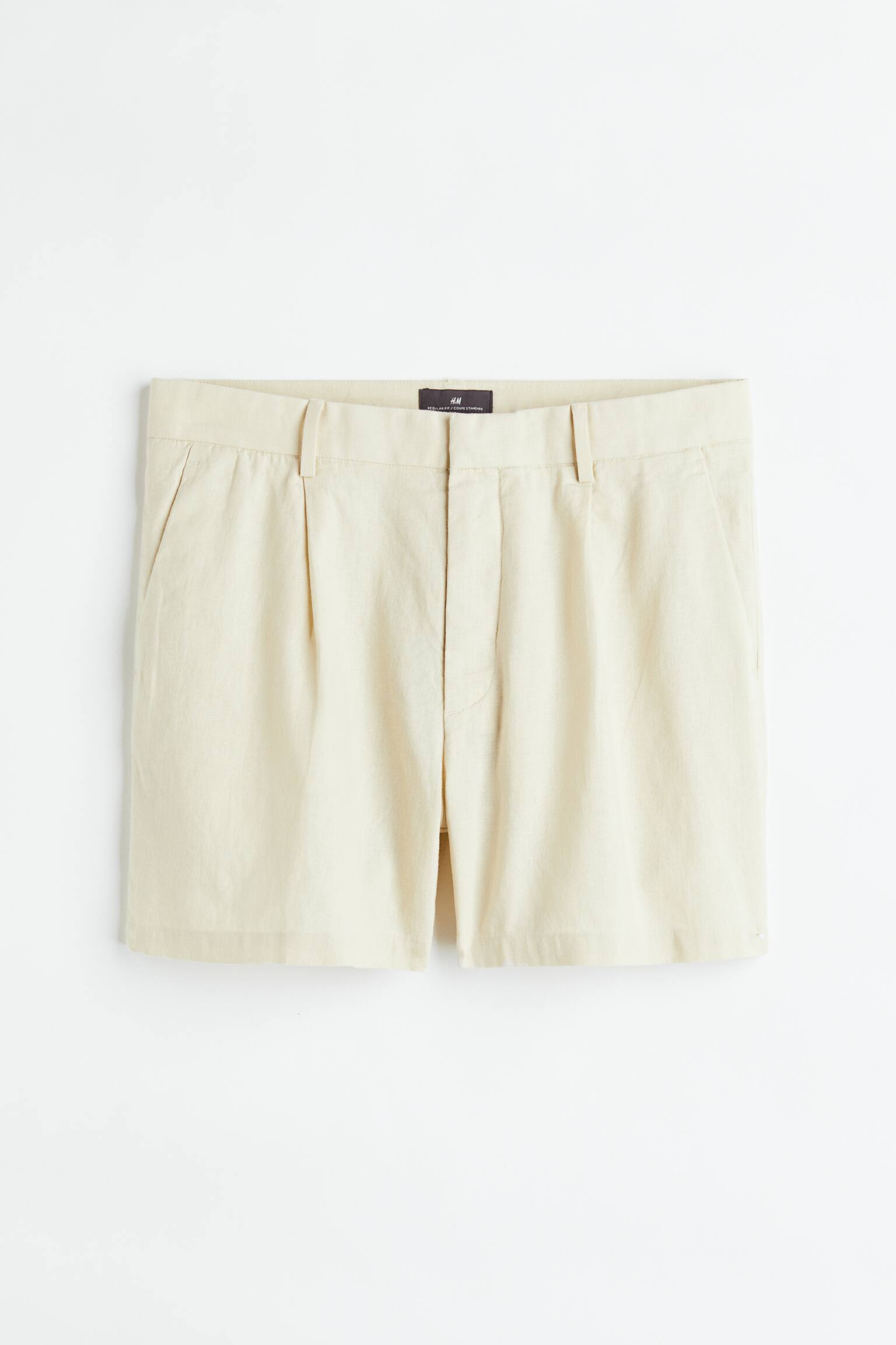 Quần short linen pha Regular Fit - Màu be nhạt - 1