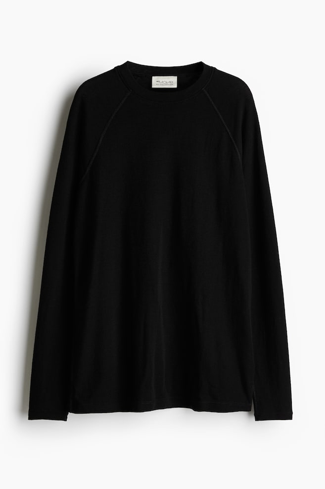 Wool ski base layer top - Black - 1