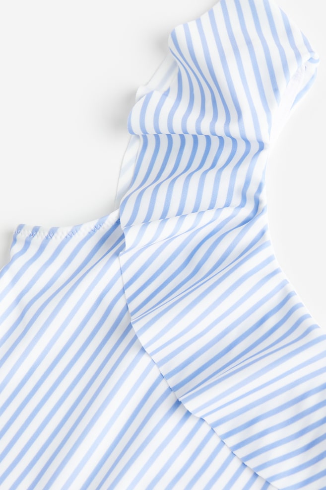 One-shoulder swimsuit - Light blue/Striped/Turquoise/Black - 2
