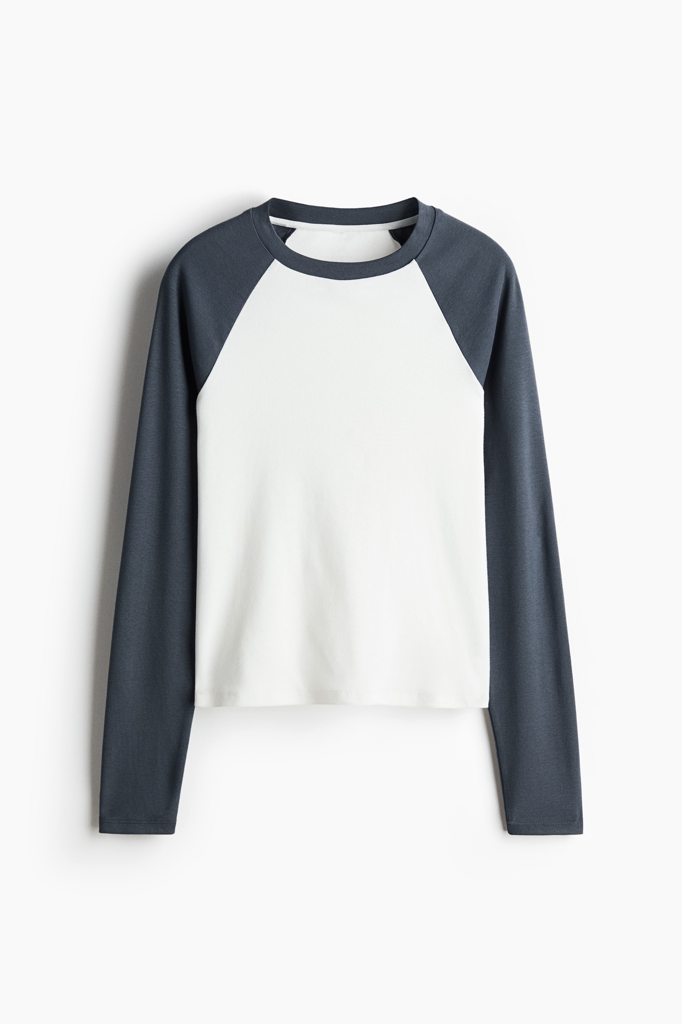 Raglan-sleeved cotton top - White/Colour block