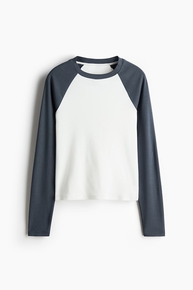 Raglan-Sleeved Cotton Top - White/color-block - 1
