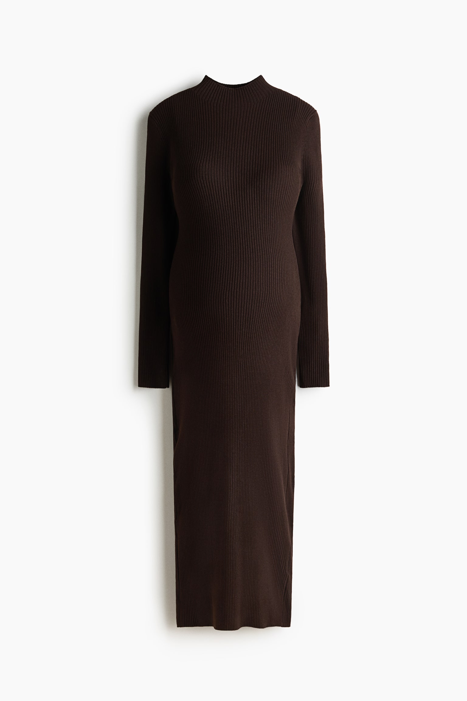 MAMA Rib-knit turtleneck dress - Dark brown/Black - 1