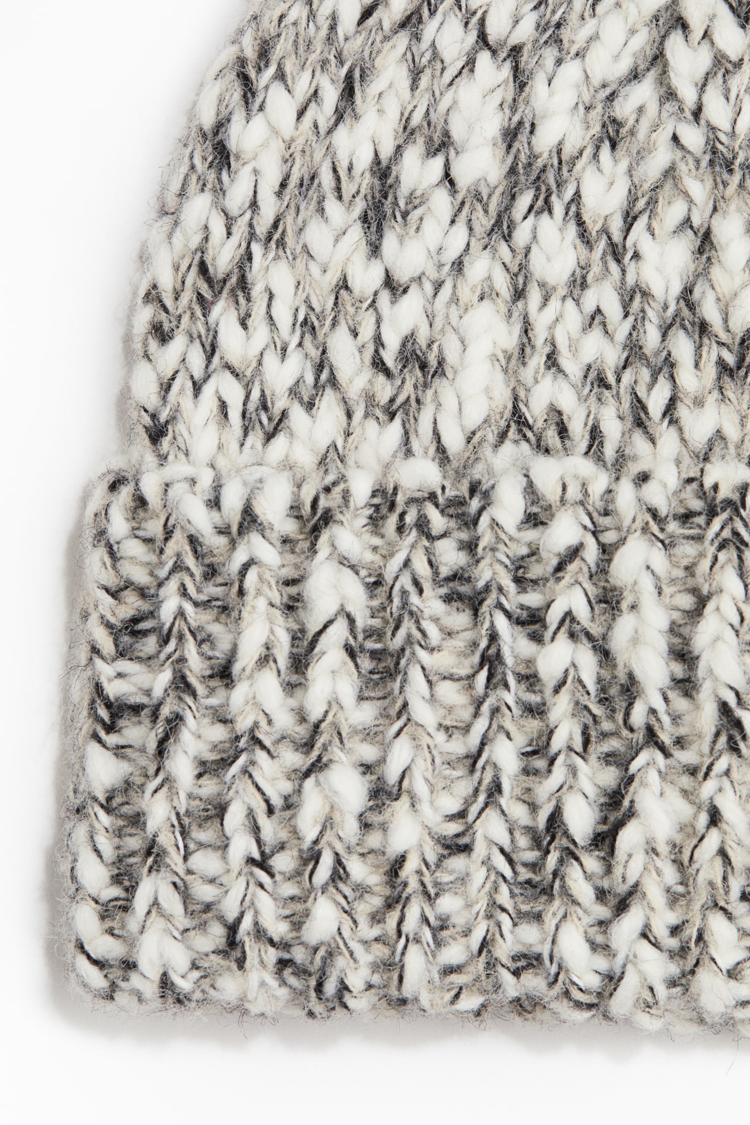 Chunky-knit beanie - White/Black marl - 2