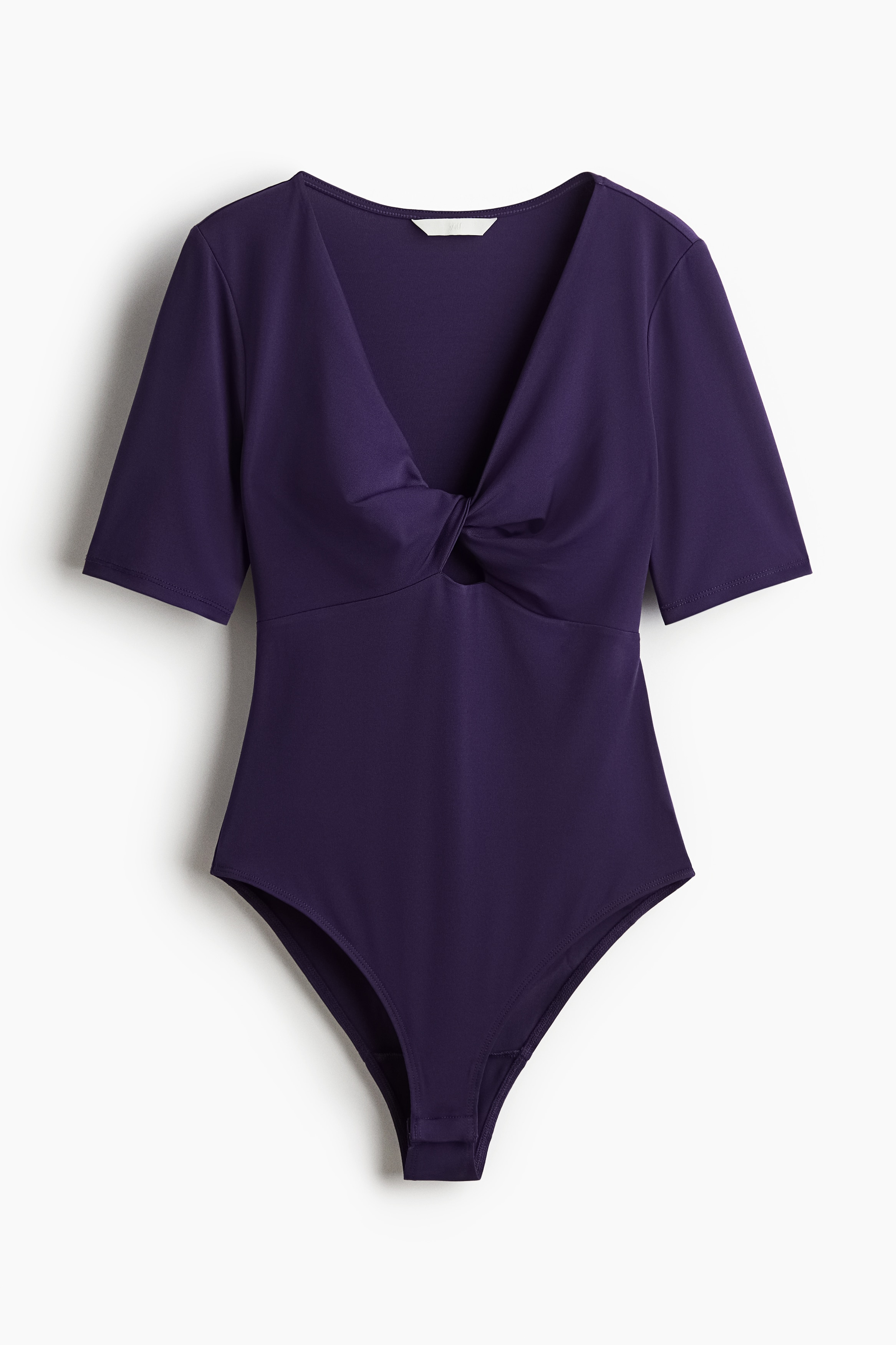 Twisted-Detail Bodysuit - Dark purple/Cream