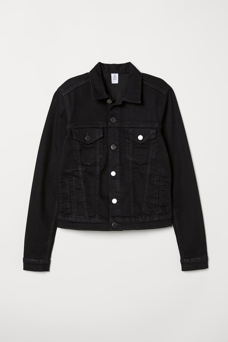 Ajio H&m Black Button Up Jacket Women's Denim Jacket