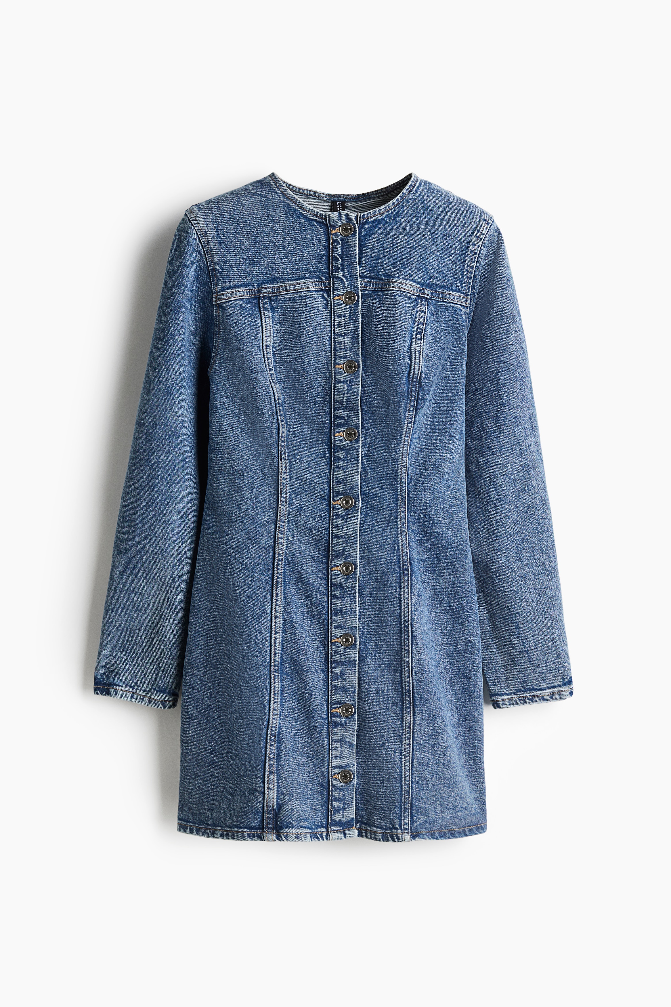 Denim jurk - Licht denimblauw/Donkerbruin