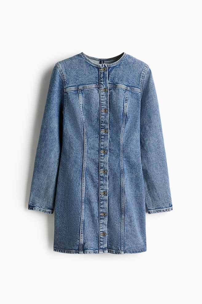 Robe en denim - Bleu denim clair/Marron foncé - 1