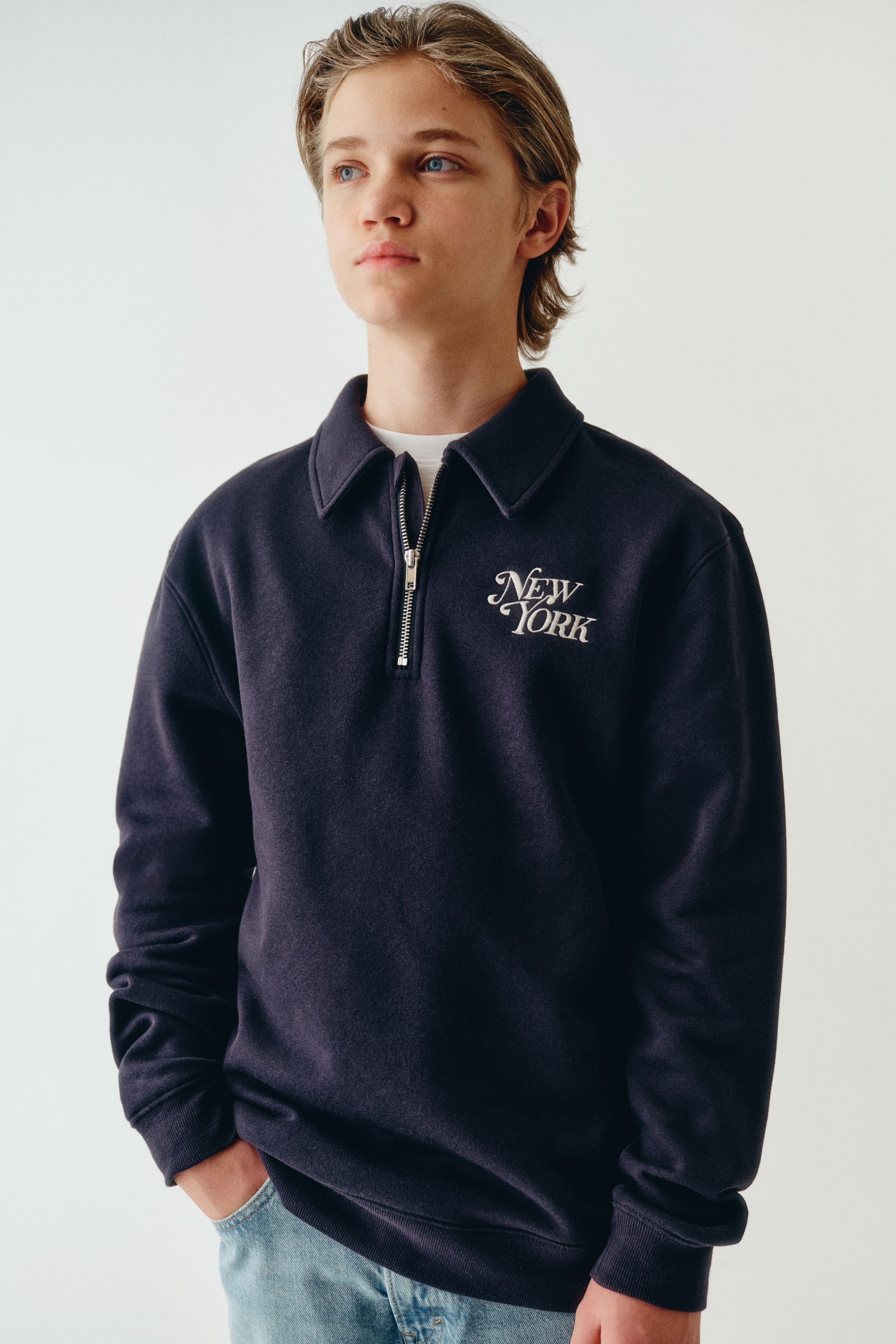 View larger image: Polo sweatshirt - Navy blue/New York - Kids | H&M 1