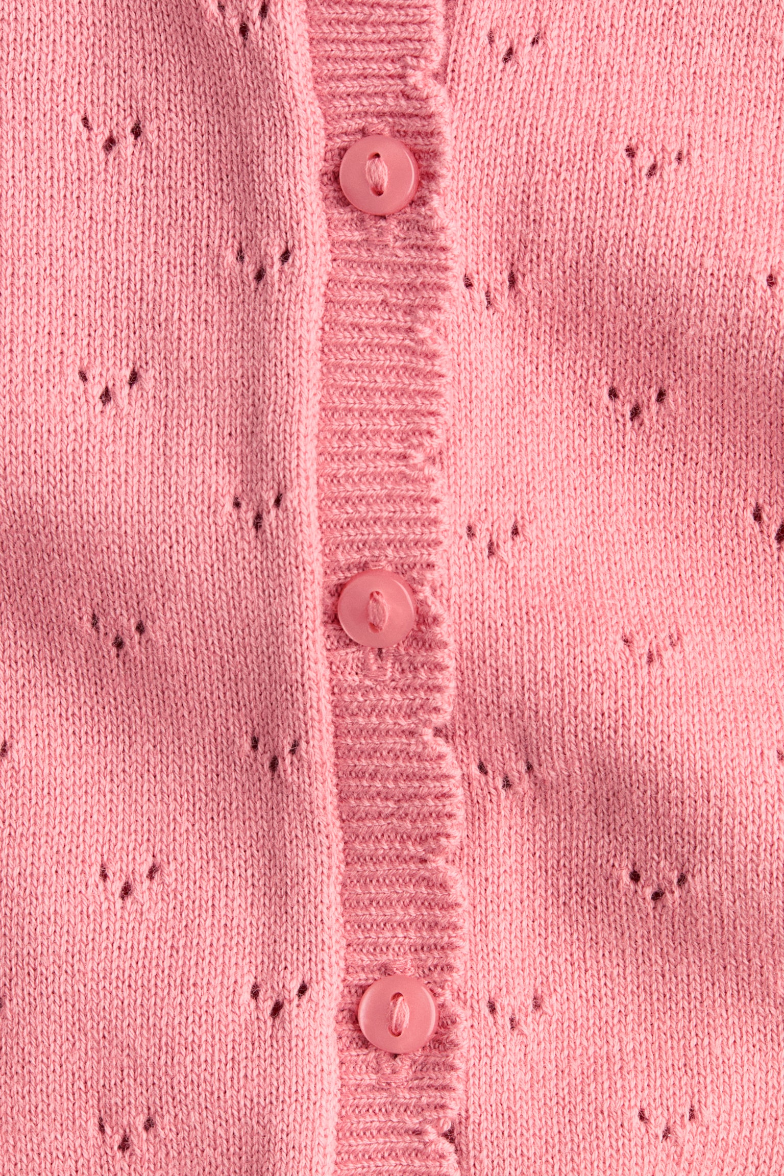 Cotton pointelle cardigan - Pink - 2