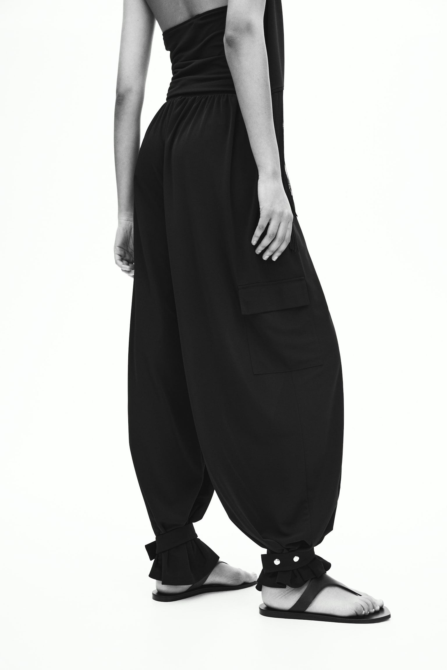 Balloon cargo trousers-Black - 3