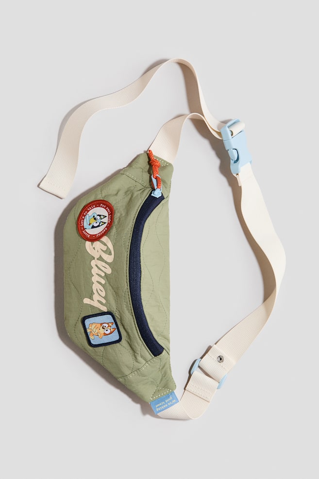 Crossbody Bag with Printed Motif - Khaki green/Bluey - 1