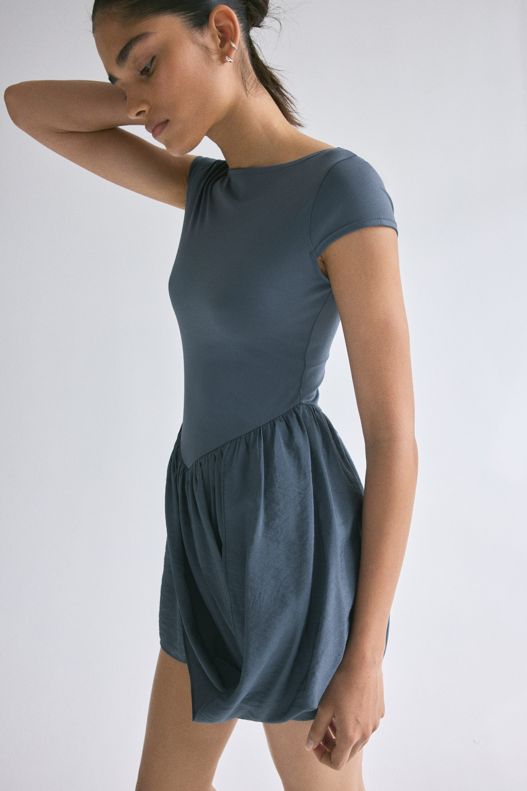 View larger image: Dual-fabric draped-panel dress - Dark grey - Ladies | H&M 1