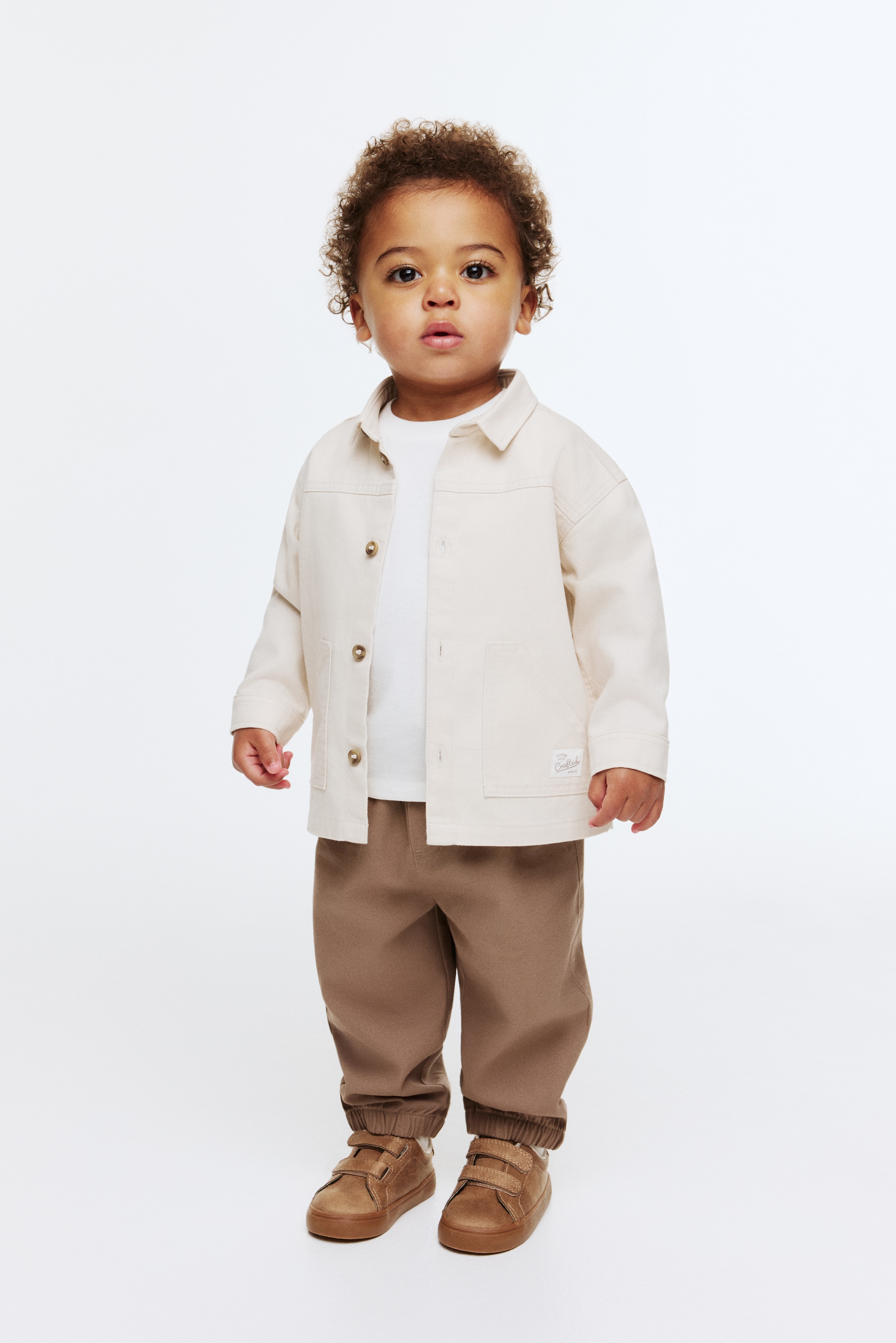 Set 3 pezzi in cotone - Beige chiaro/marrone