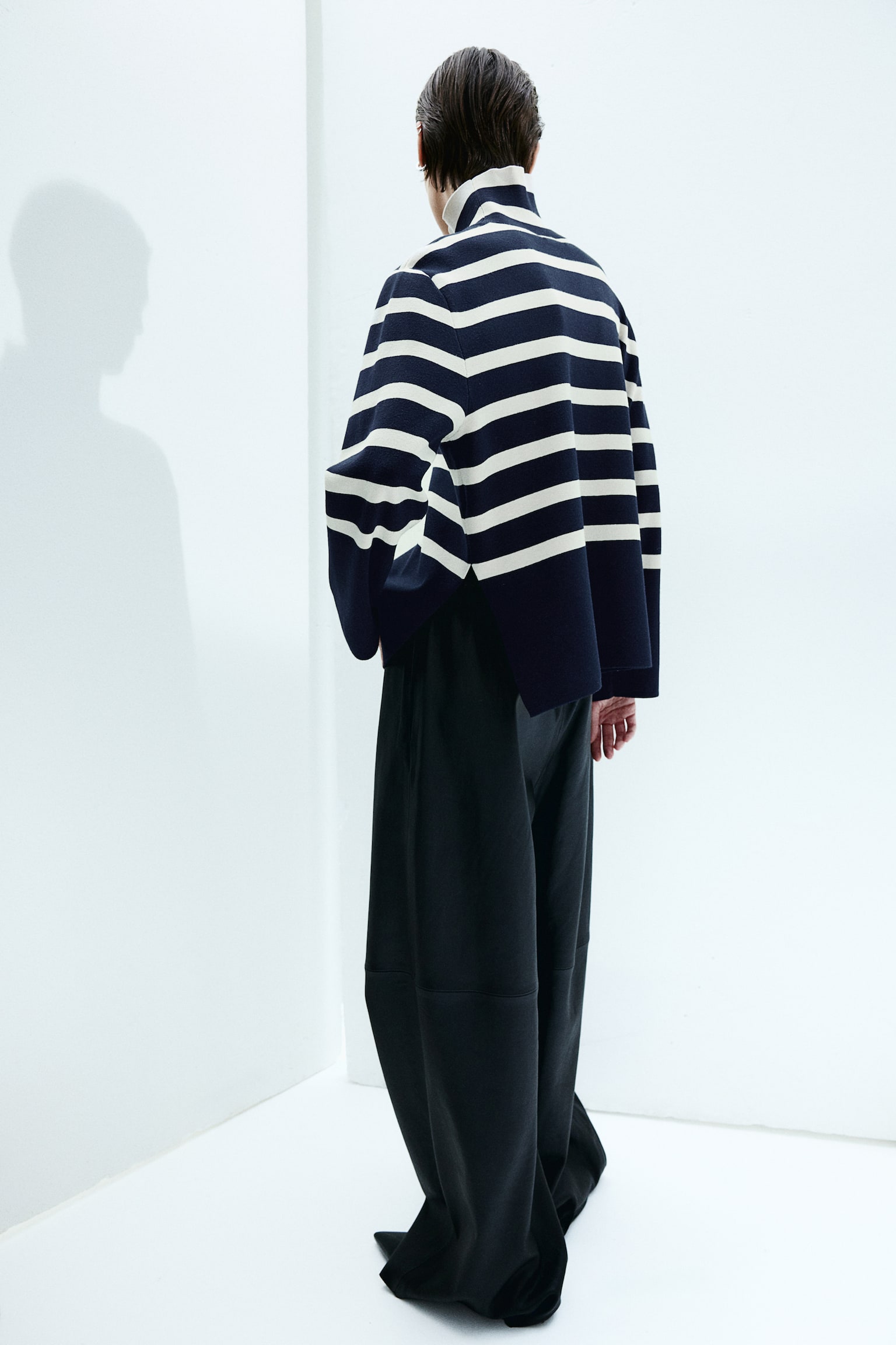 Turtleneck jumper - Navy blue/Cream striped/Cream/Striped/White/Beige striped - 4