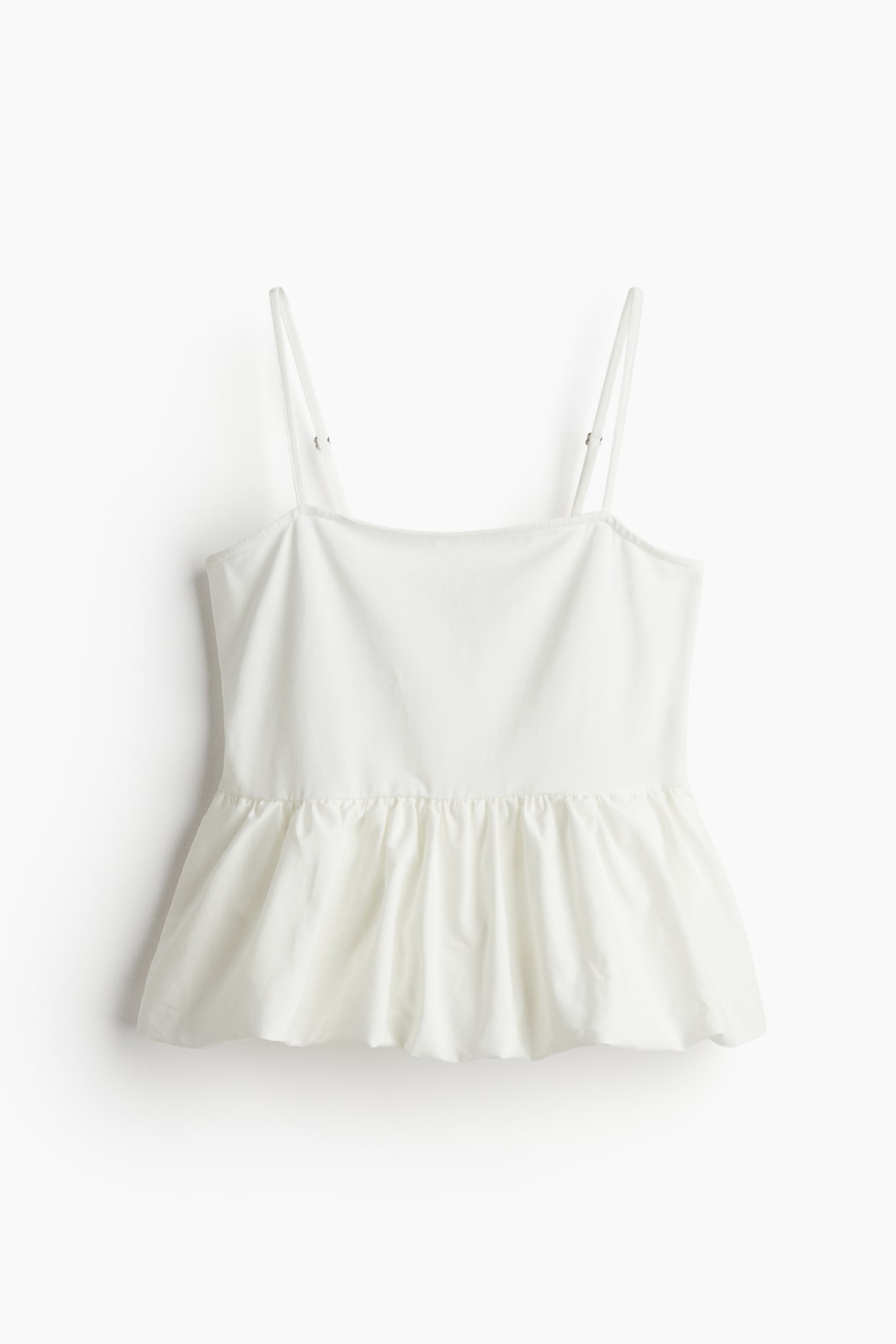 Bubblehem Peplum Camisole Top Square Neckline Sleeveless Cream