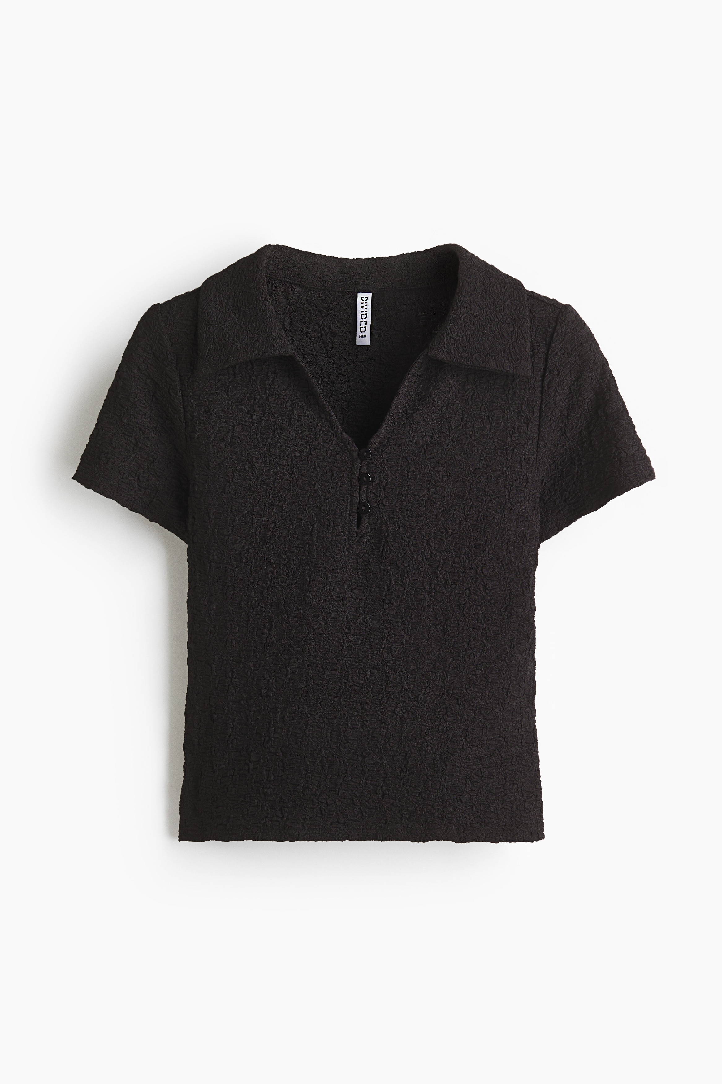 Crinkled polo shirt - Black/Beige