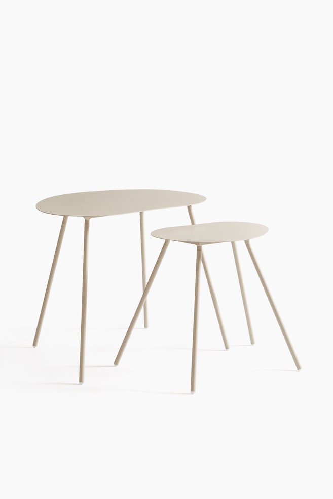 Metal side table set - Beige/Black - 1