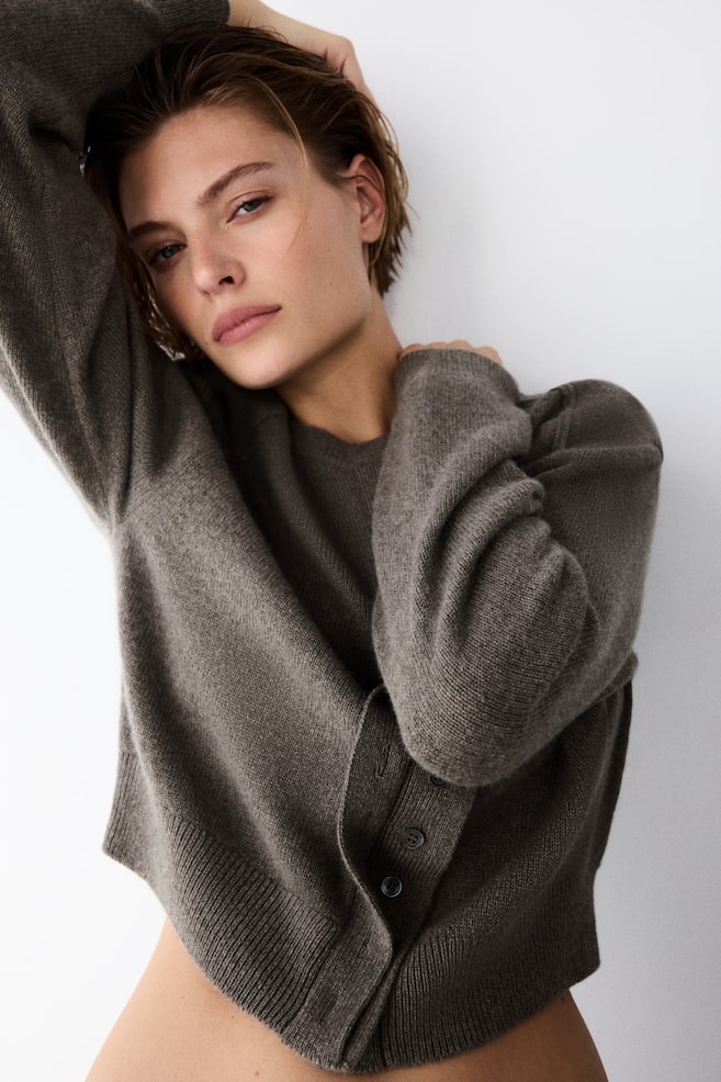 Gilet en cachemire - Taupe foncé/Noir - 2