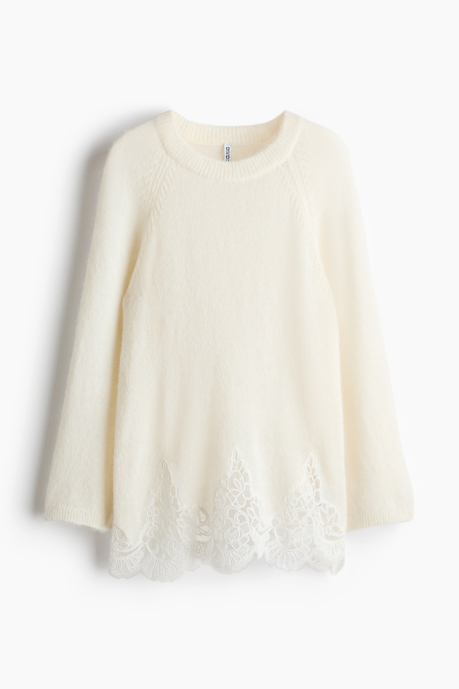Lace-trimmed jumper - Cream - 1