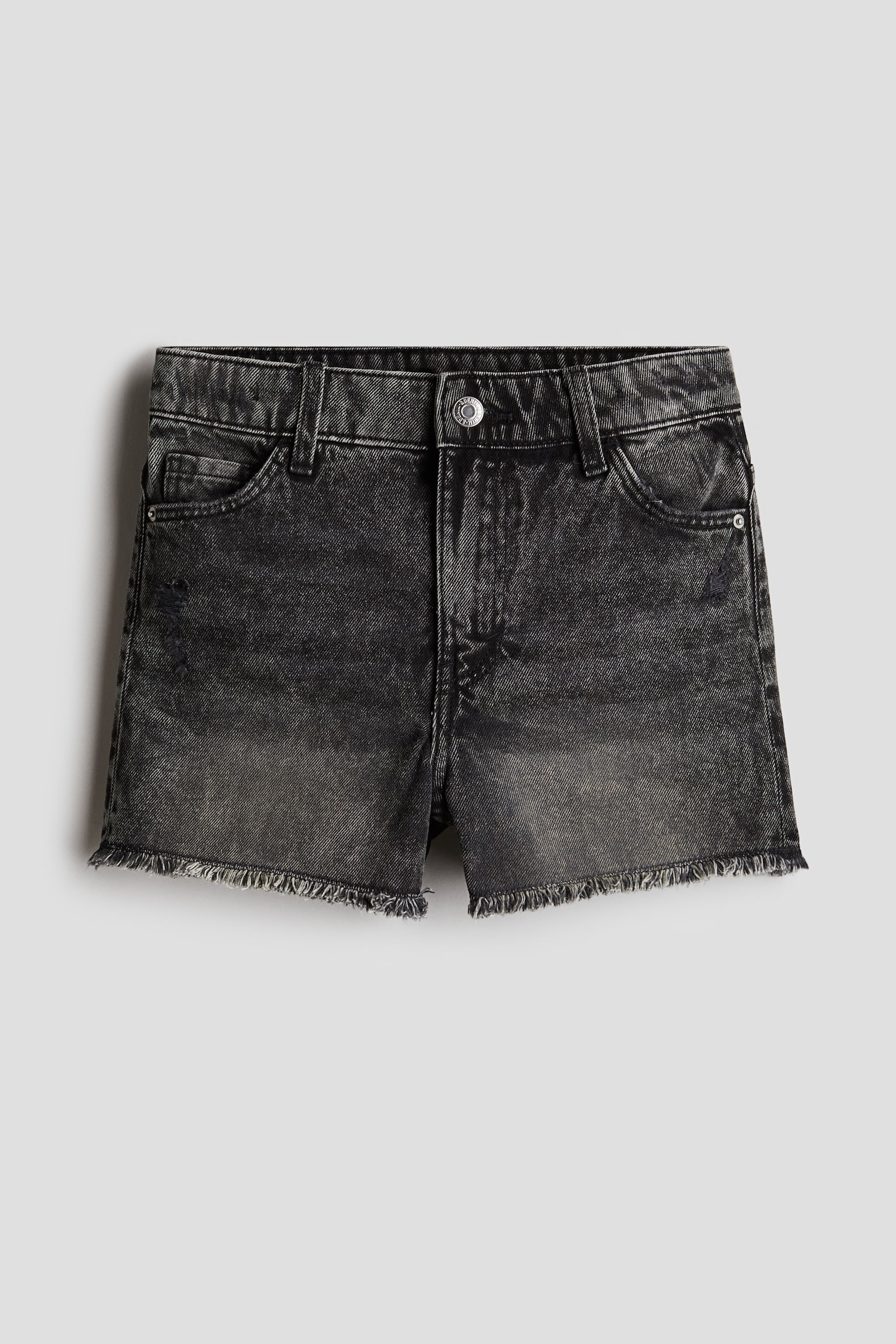 Raw-edge denim shorts - Washed out black/Light denim blue/Beige - 1