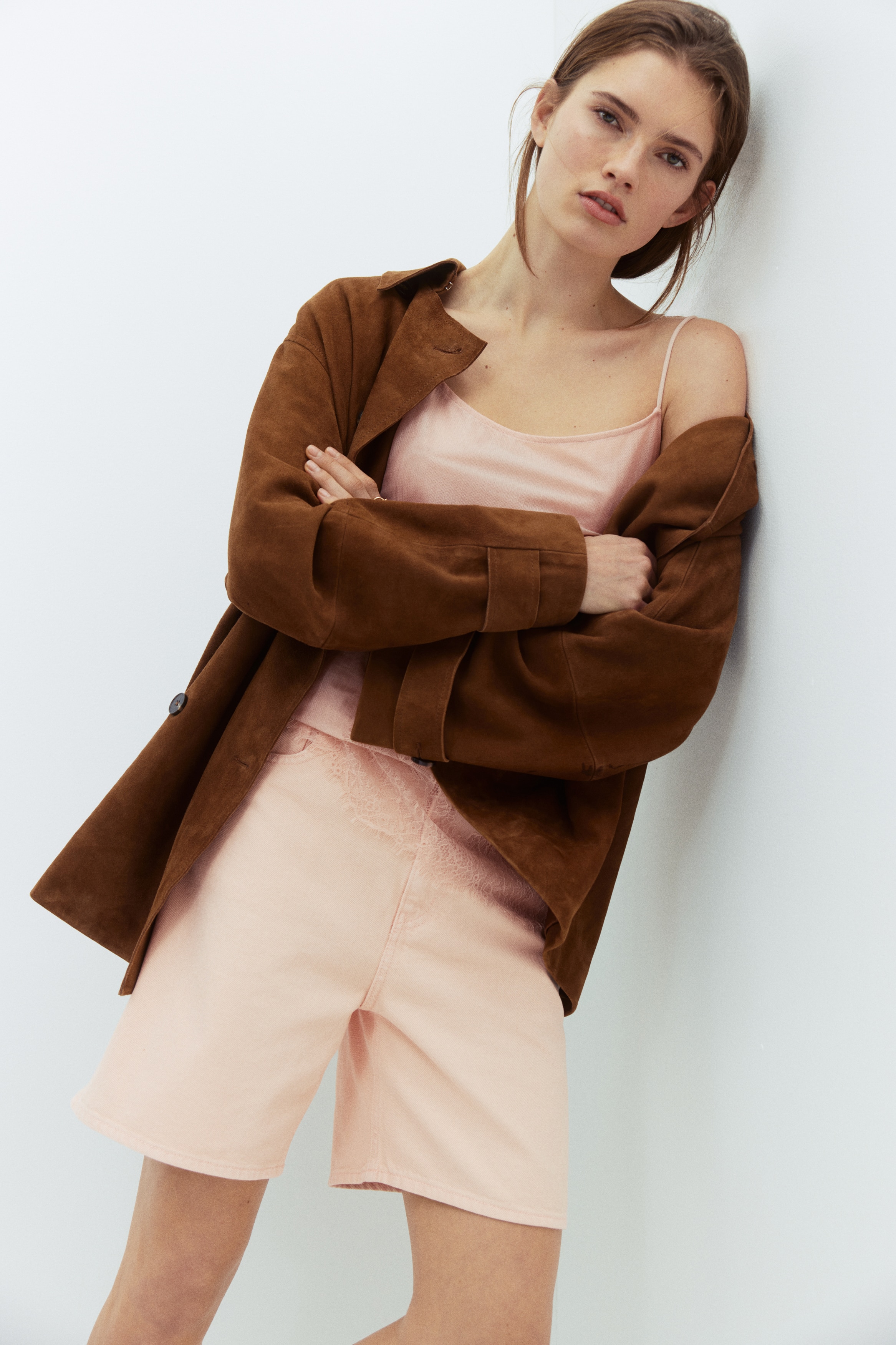 Denim Bermuda shorts - Powder pink