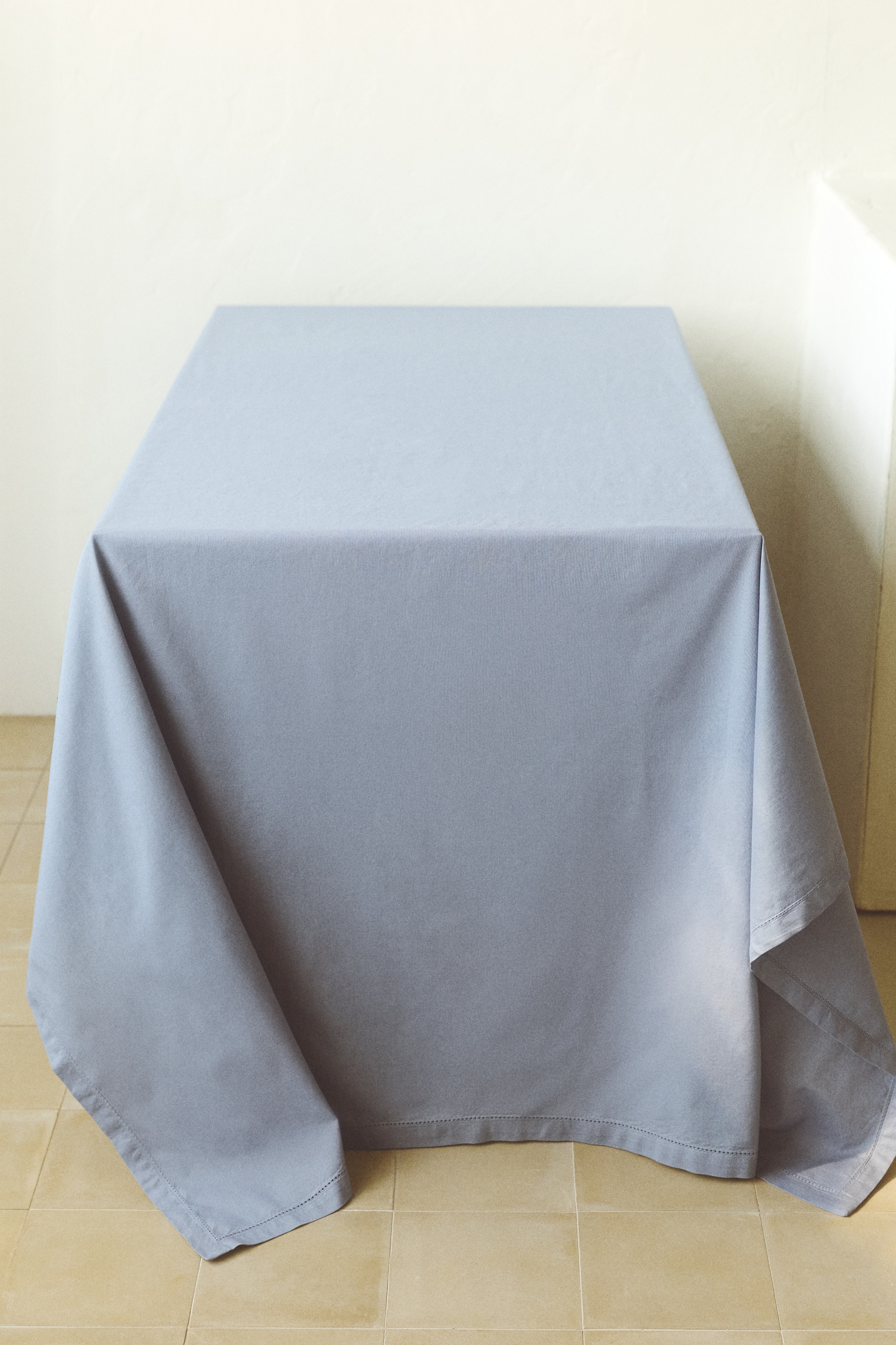 Cotton Tablecloth - Dusty blue/Light pink/Light beige/White