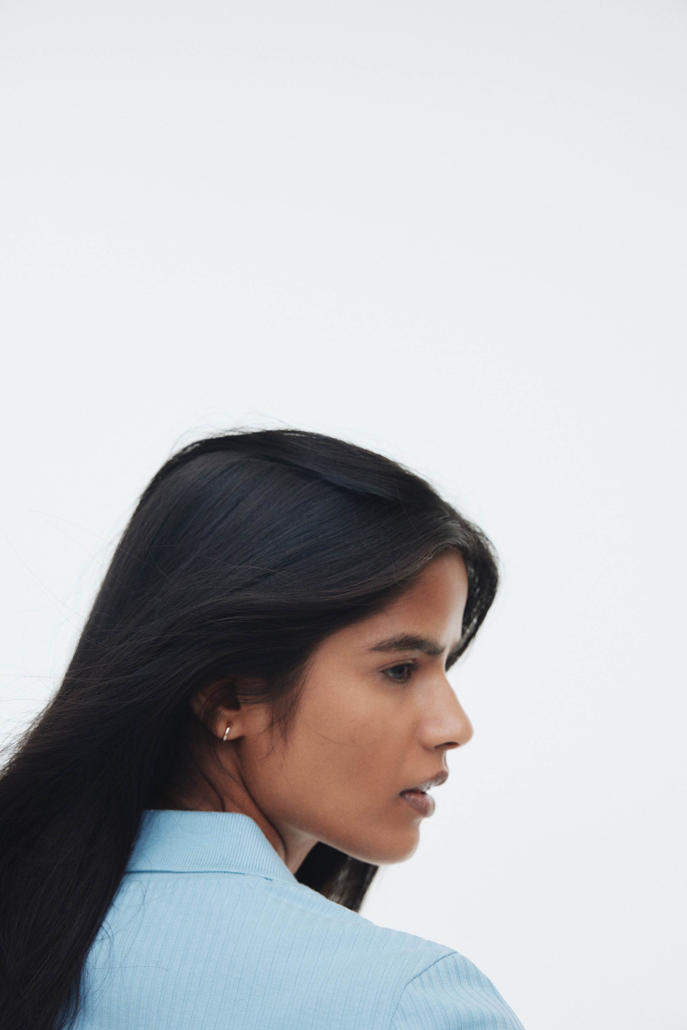 Ribbed collared top