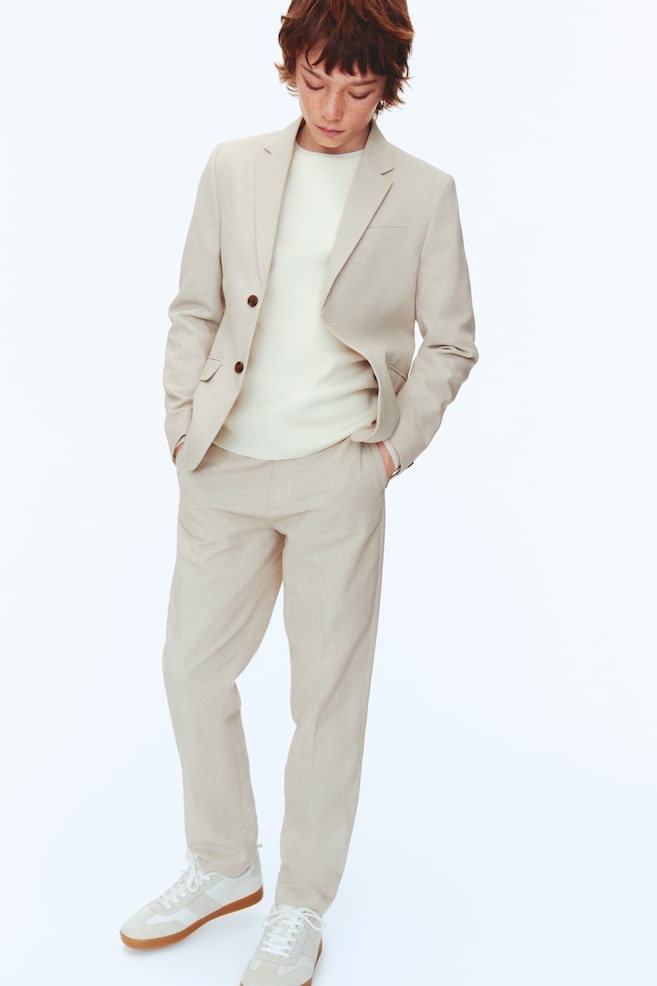 Linen-Blend Suit-Light beige - 5