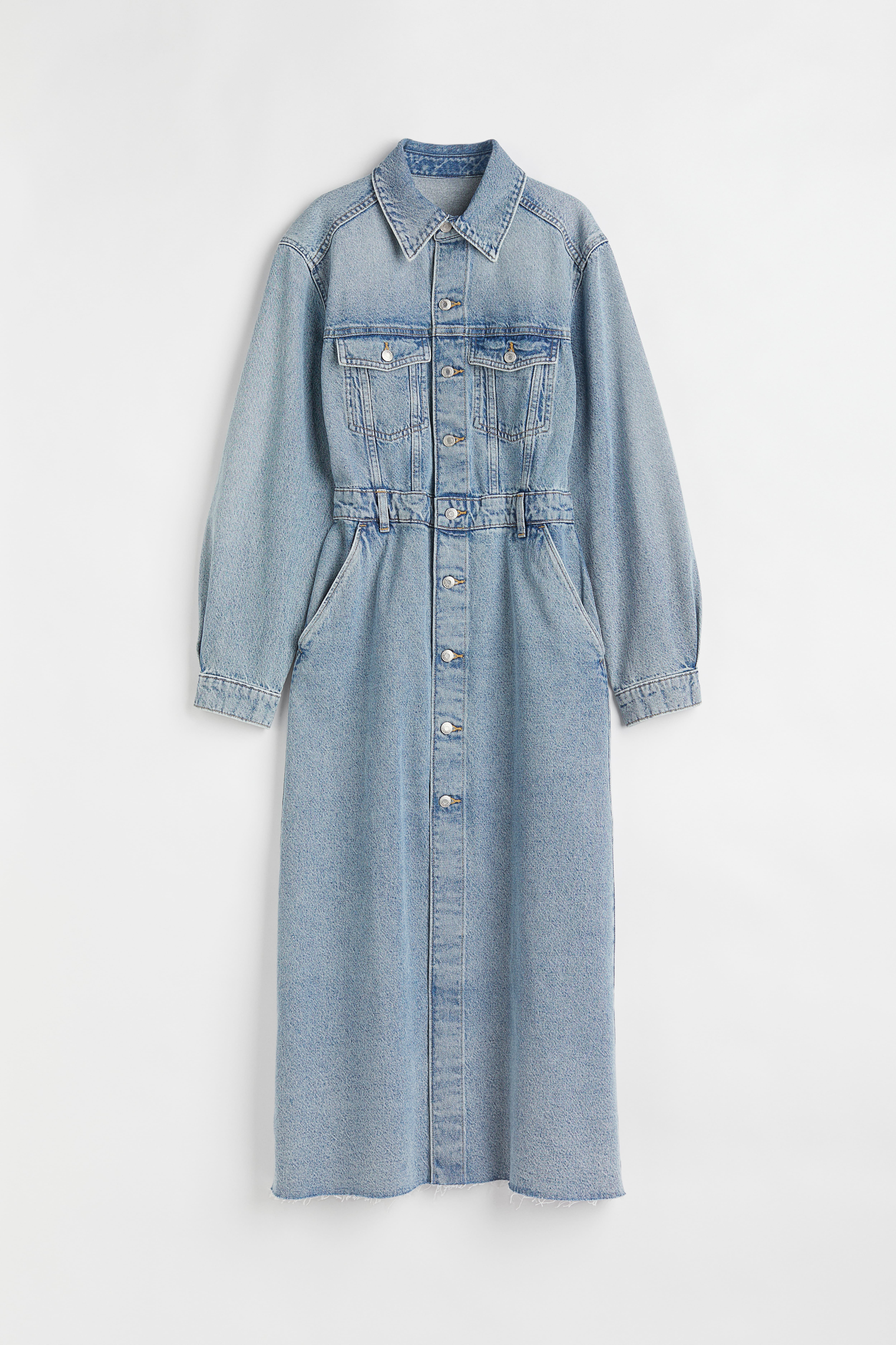 Denim Shirt Dress - Long sleeve - Long - Denim blue - Ladies | H&M US