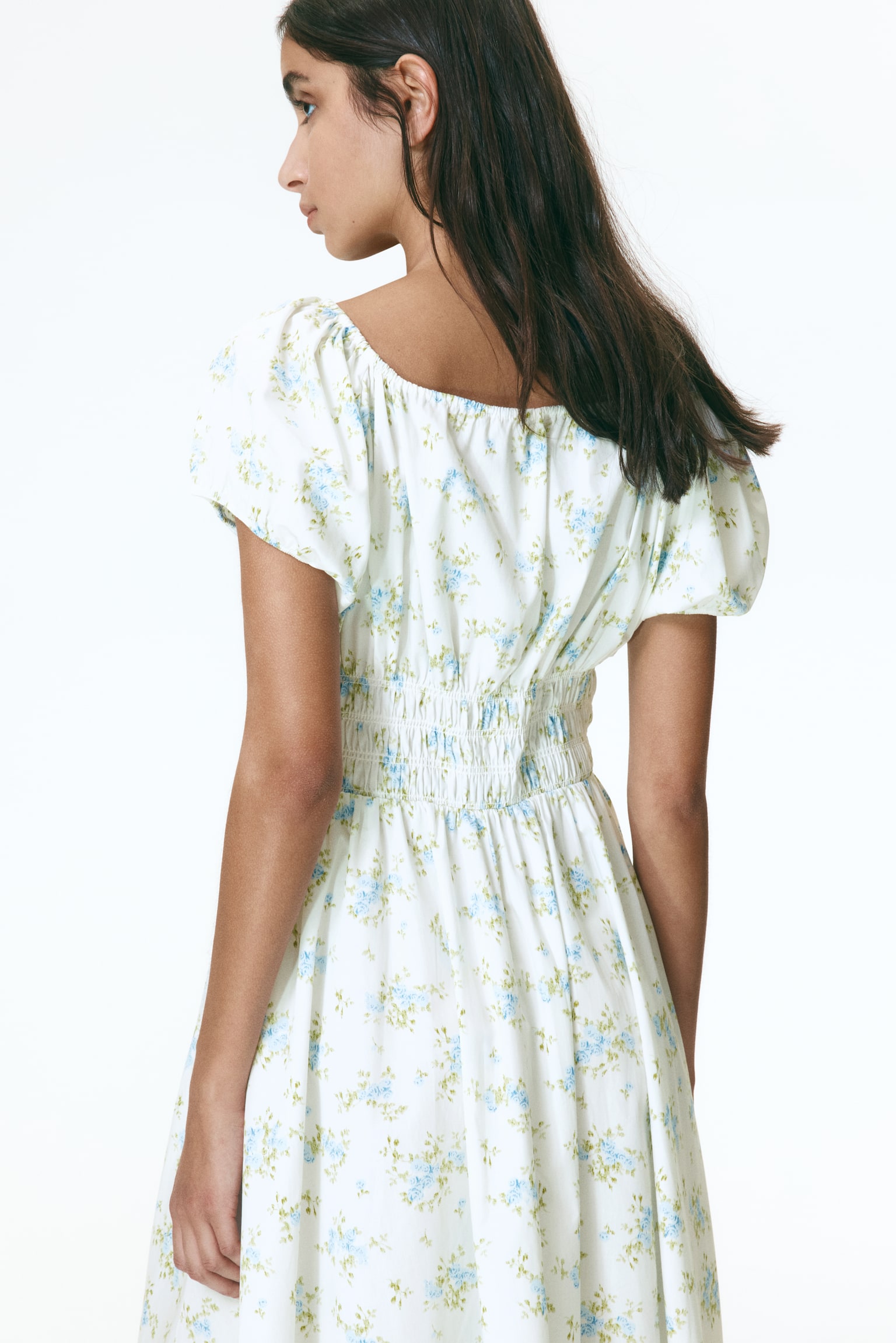 Smocked-waist dress - 3