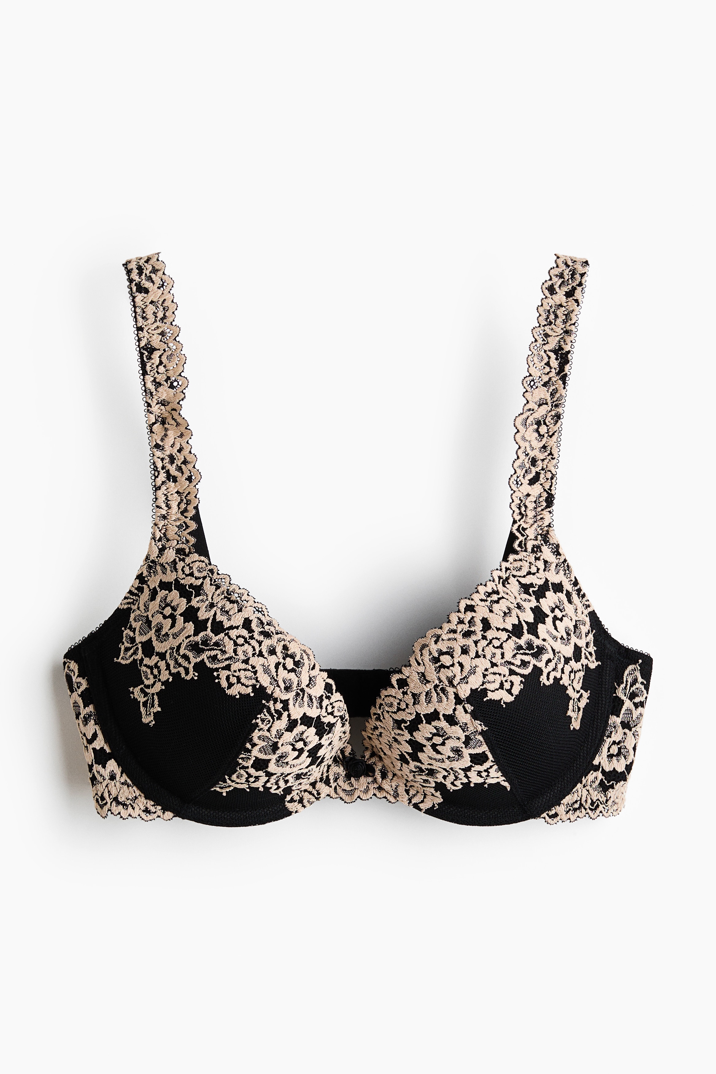 Lace super push-up bra - Black/cream