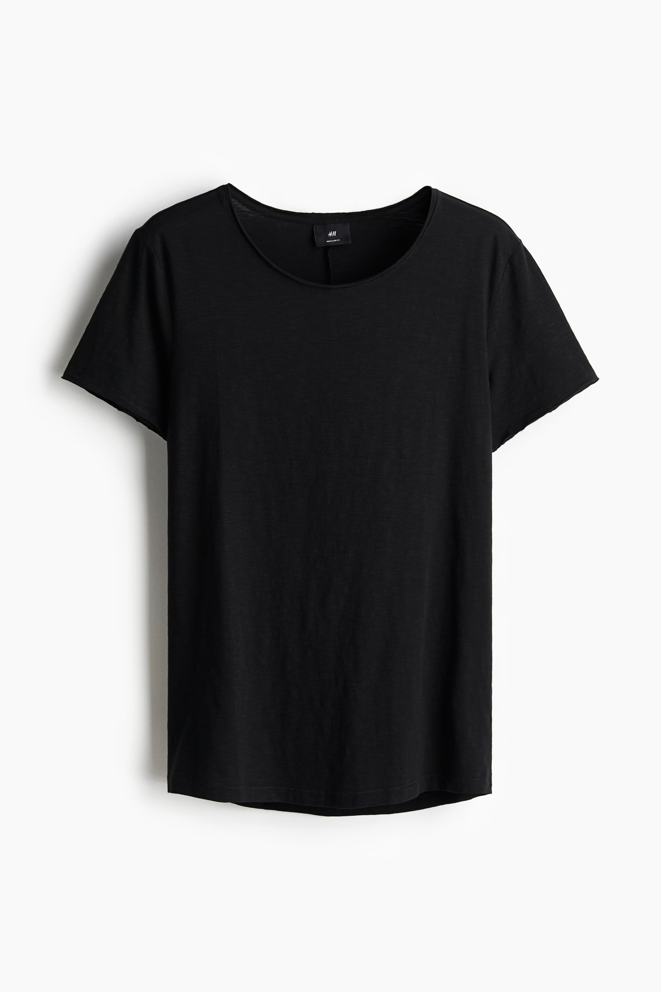 Roll-edge T-shirt - Round neck - Short sleeve - Black - Men | H&M GB