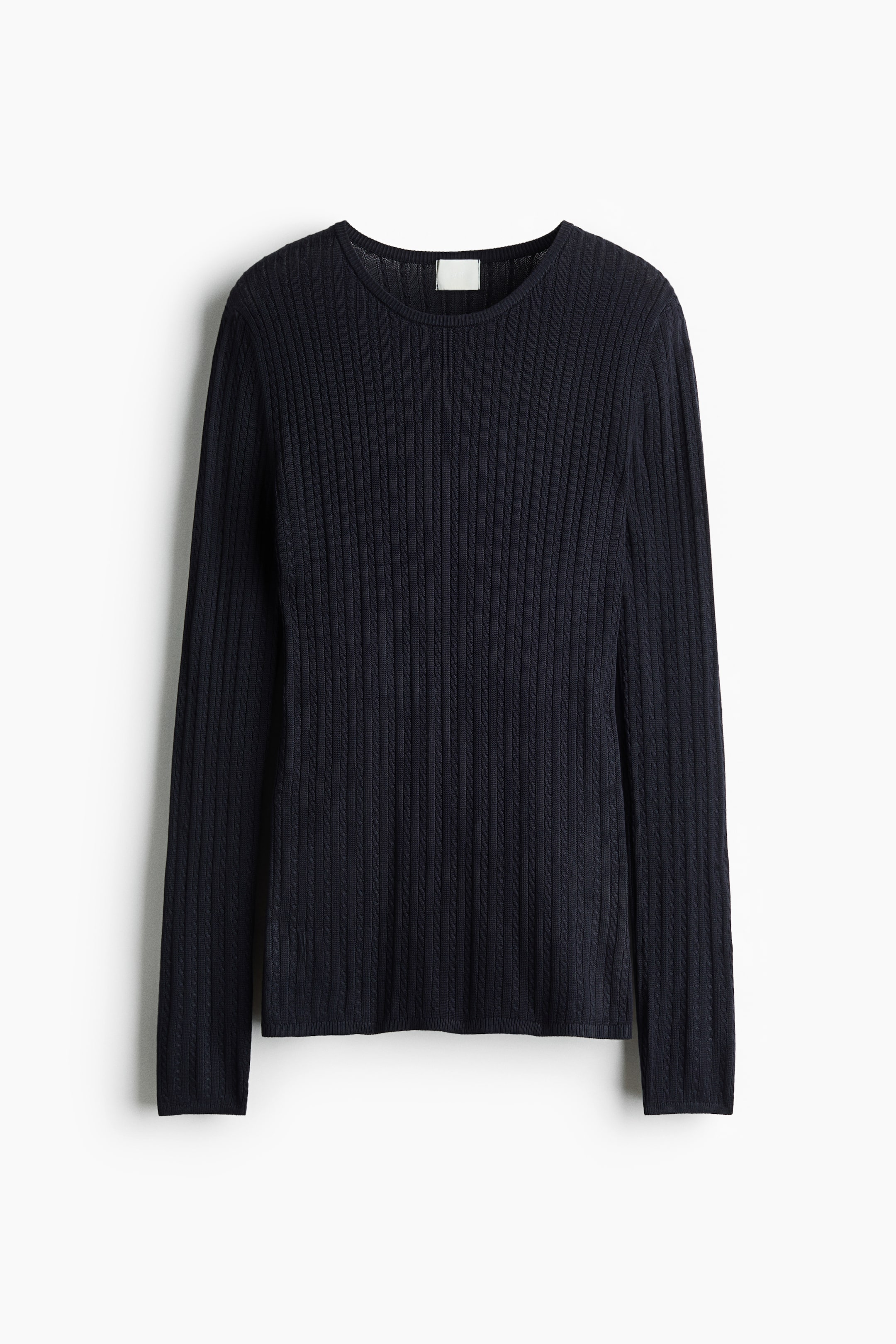 View larger image: Long-sleeved knitted top - Navy blue - Ladies | H&M 1